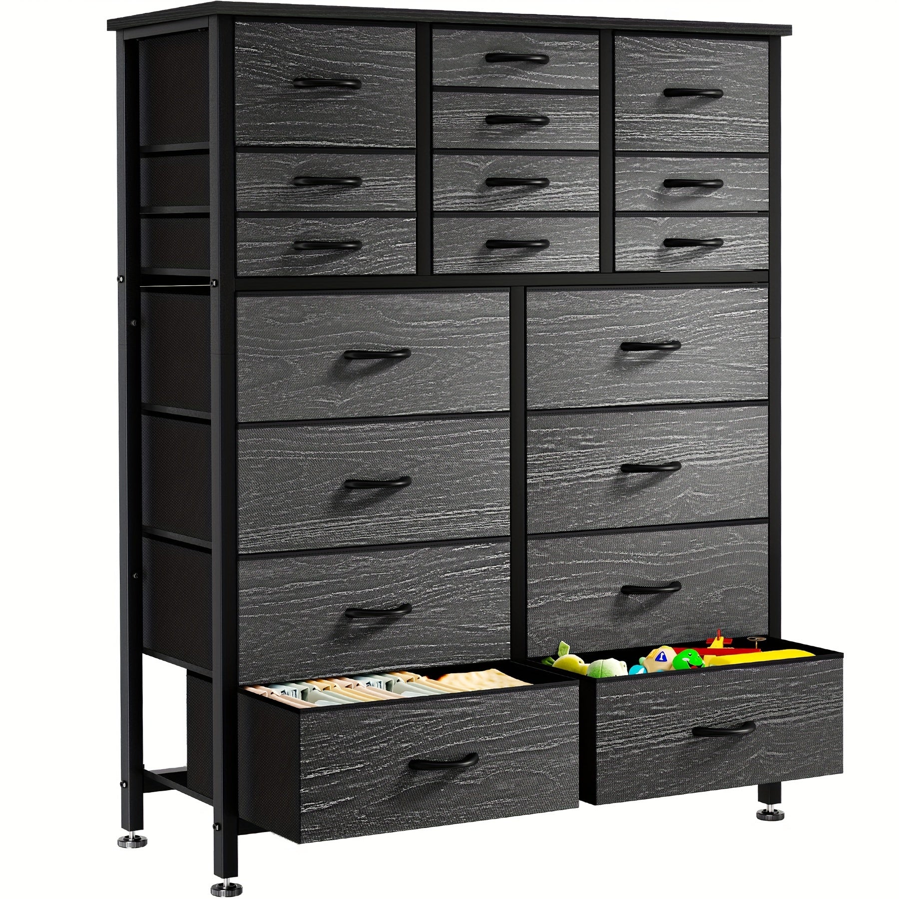 Dresser for Bedroom Tall Dresser Chests of Drawers with 18 Fabric Drawers Wood Top for Closets Living Room - Dresser