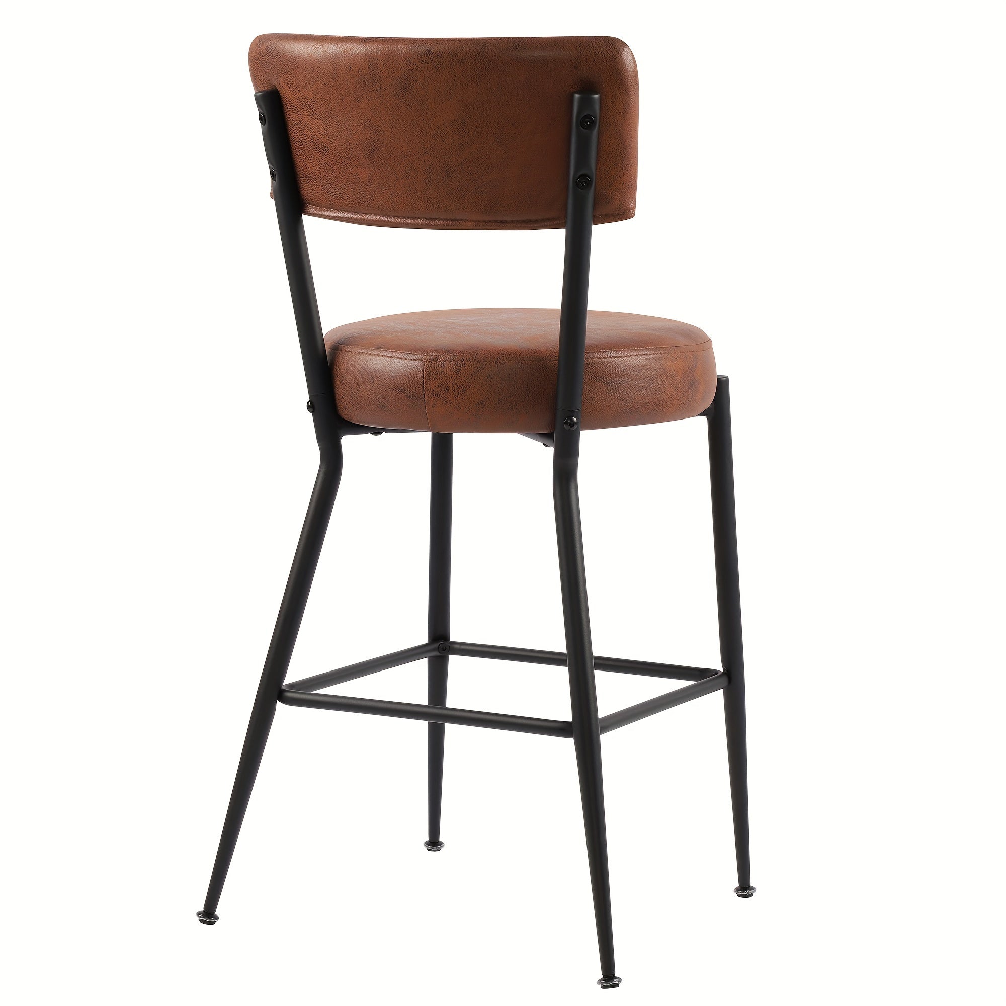 Brown Dining Chairs Set of 2, Modern Dining Room Chairs, Round Upholstered Kitchen Chairs with Black Metal Legs