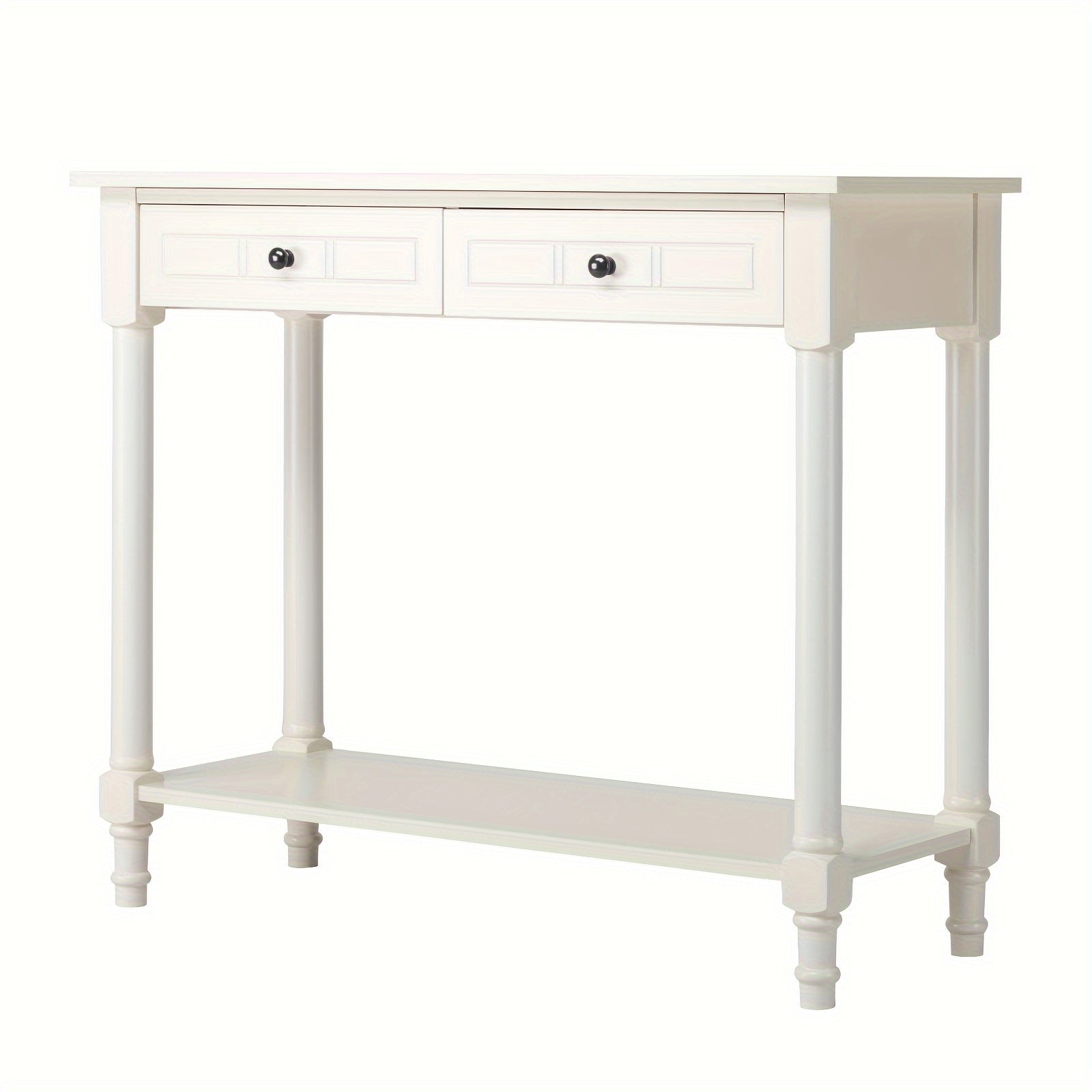 2-Tier Console Table with 2 Drawers, Console Tables for Entryway, Sofa Table with Storage Shelves, Entryway Table Behind Sofa Couch, for Living Room, Kitchen, Cream White