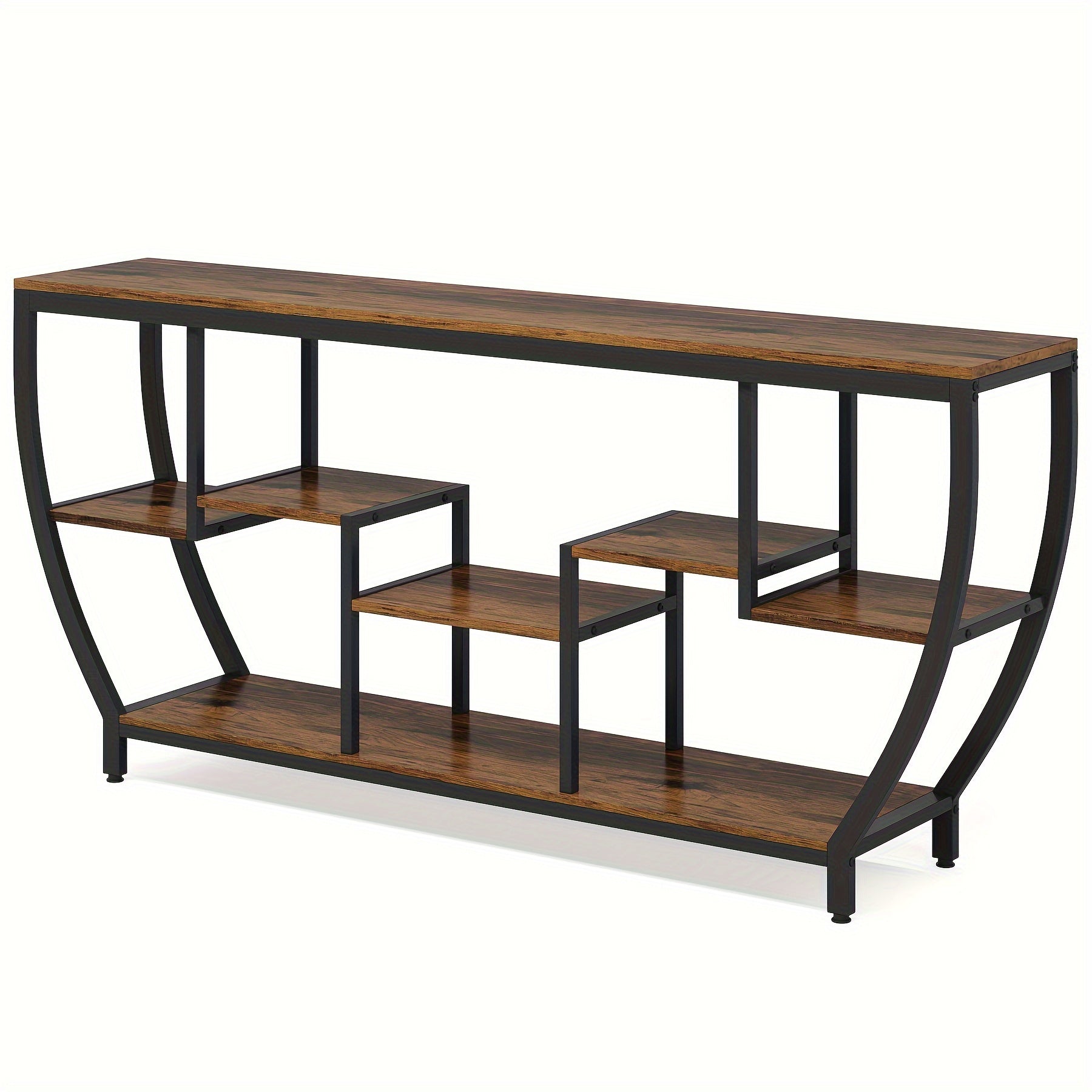 Rustic 70.9 Inch Sofa Table with Shelves, Industrial Console Table with Storage, Entryway Table TV Stand, Accent Tables for Behind Couch, Living Room, Hallway, Foyer, Utility Racks