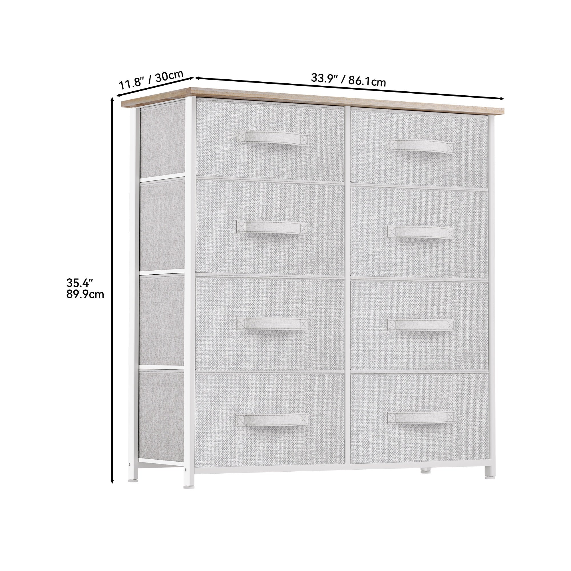 8 Drawers Dresser Home Unit Shelf Storage Closet Chest Organizer Tower - grey - Dresser Westberry Furniture