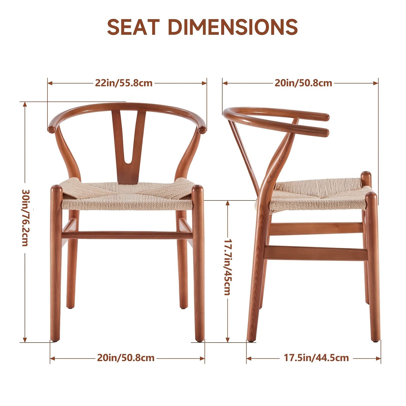 Solid Wood Woven Dining Chair, Modern Solid Wood Medieval Y Back Dining Chair, Log Dining Chair Armchair, Suitable for Restaurants, Cafes and Home, Professional Factories