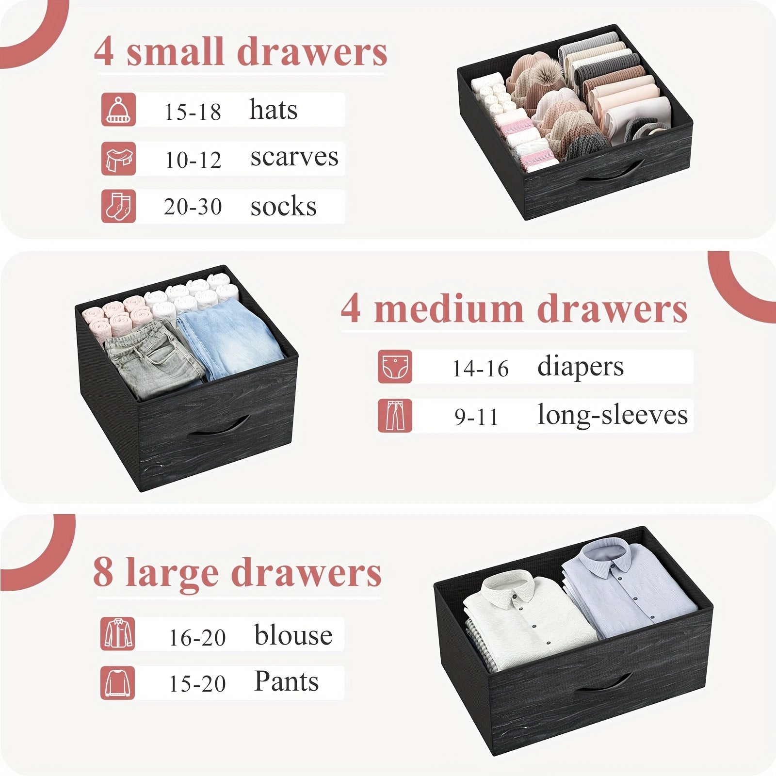 16 Drawers Dresser for Bedroom Tall Dresser for Bedroom Bedroom Dressers & Chests of Drawers with Wood Top and Metal