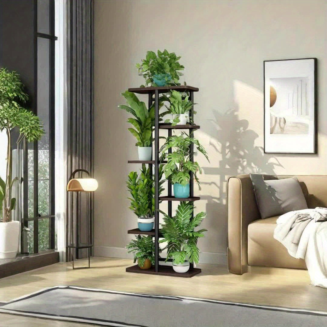 Plant Stand 5-Tier Plant Shelf for Indoor Outdoor, Waterproof Metal Tall Plant Stand for Living Room Bathroom Balcony Garden Flower Stand