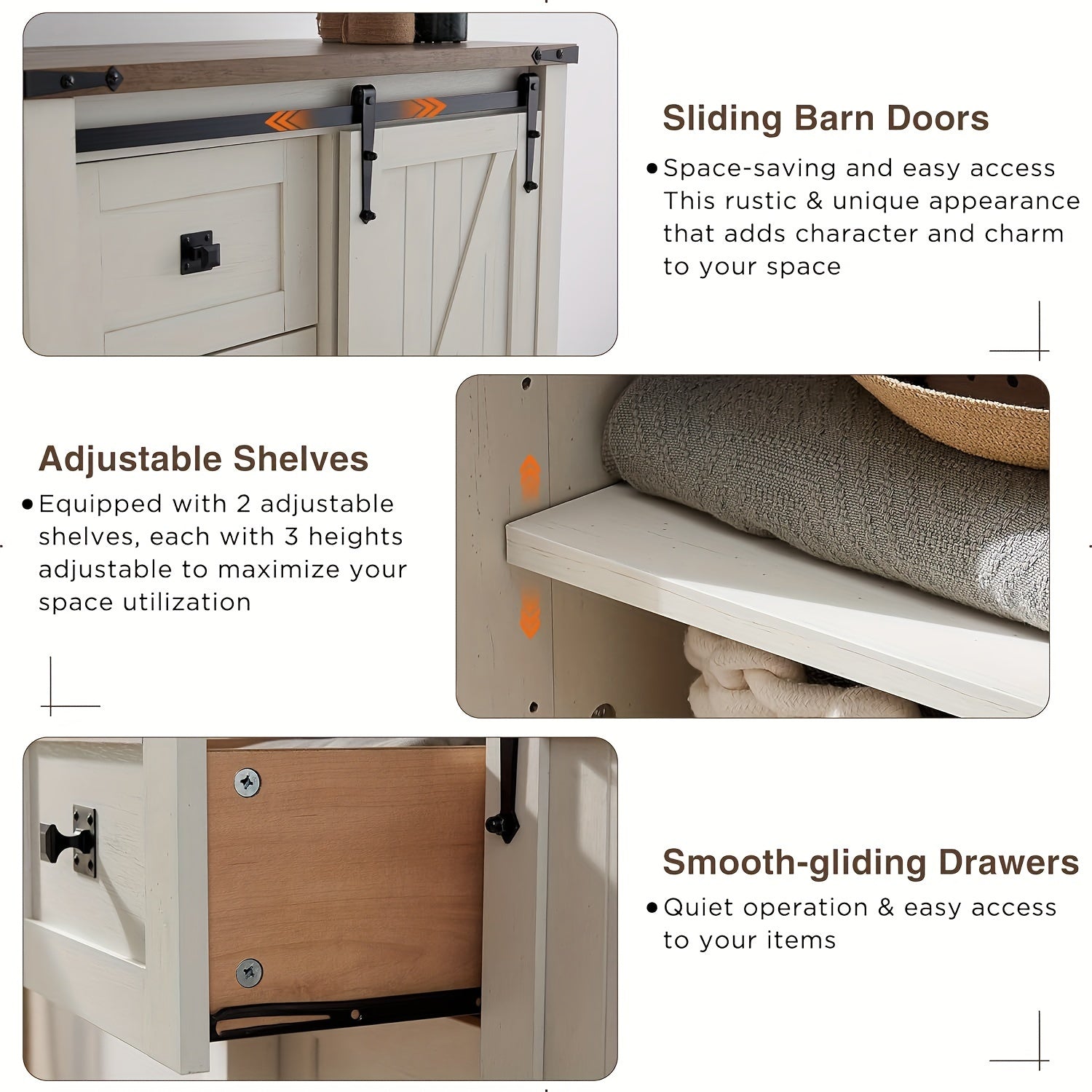 5 Drawers Dresser for Bedroom w/Sliding Barn Door Farmhouse Modern Tall Dresser 5 Chest of Drawers Storage Organizer