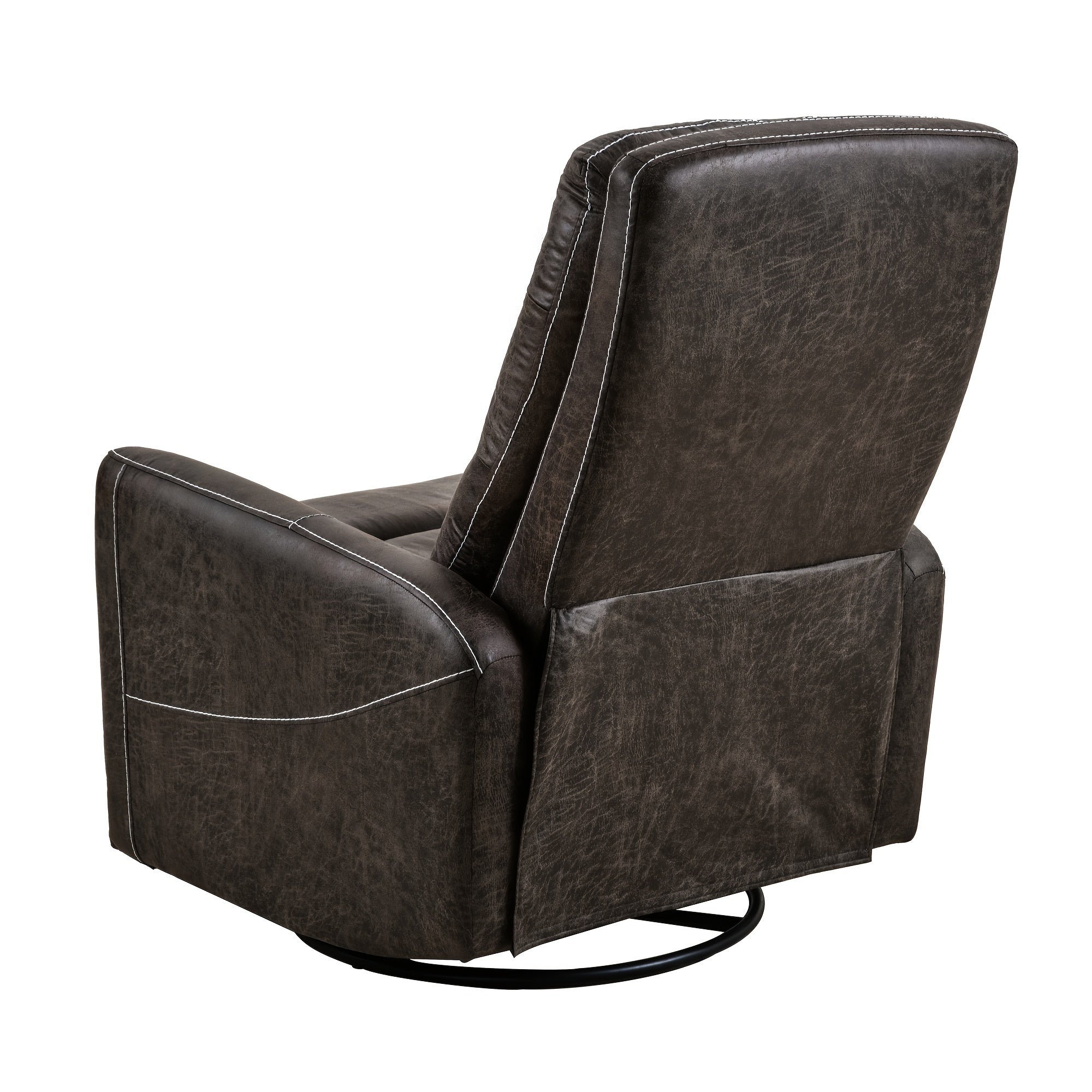 Swivel Glider Rocker Recliner Chair for Nursery, Manual Swivel Rocking Recliner, Mordern Home Theater Seating Soft Reclining Chairs for Living Room, Brown