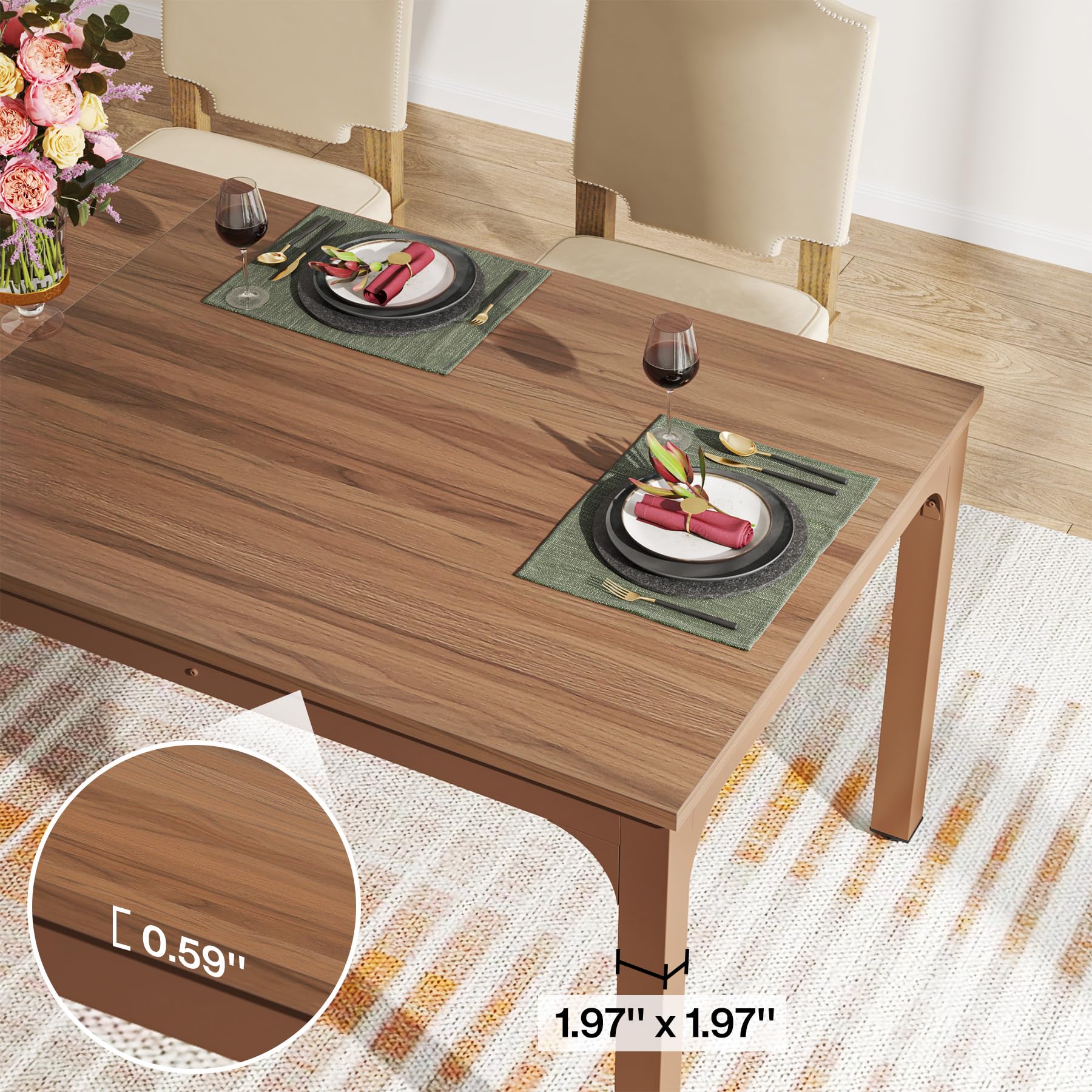 Dining Table for 6-8 Person, 180cm Long Rectangular Kitchen Dining Table for Living Room and Dining Room, 78.7 x 27.5 x 29.5 Inches(Only Table)