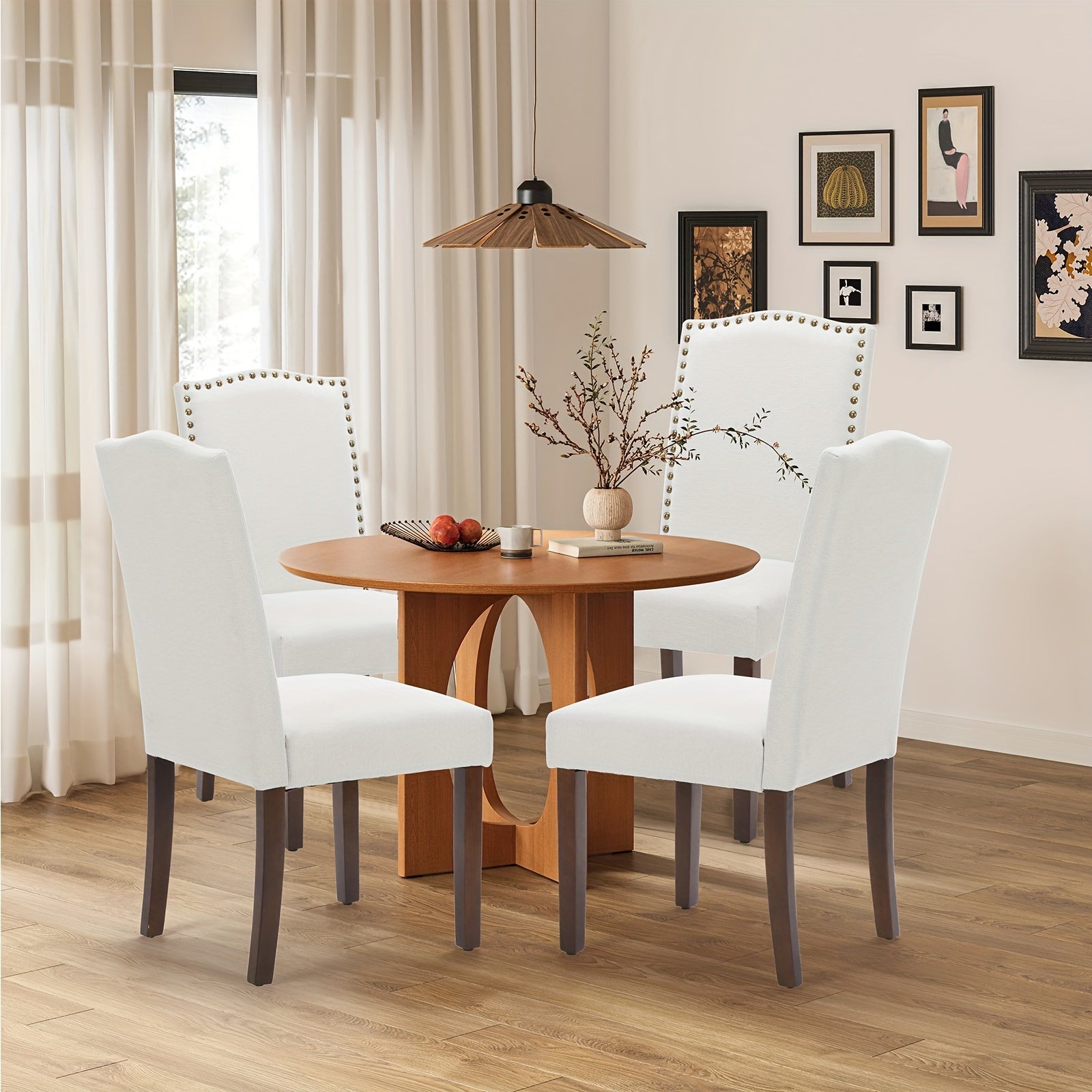 Dining Chairs, Parsons Dining Chairs Upholstered Fabric/PU Leather Kitchen Side Chairs With Nailhead Trim For Kitchen Dining Room Living Room