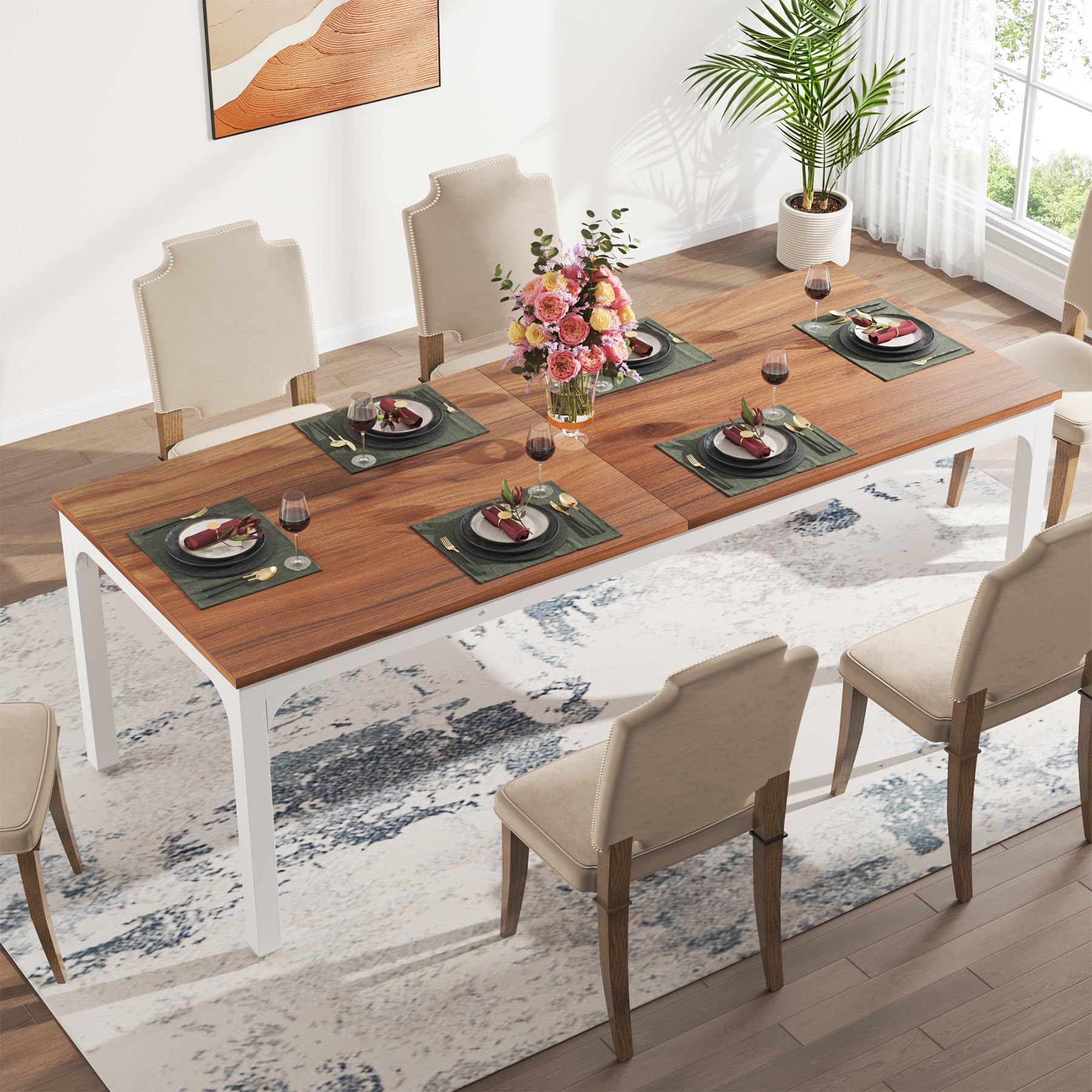 Dining Table for 6-8 Person, 180cm Long Rectangular Kitchen Dining Table for Living Room and Dining Room, 78.7 x 27.5 x 29.5 Inches(Only Table)