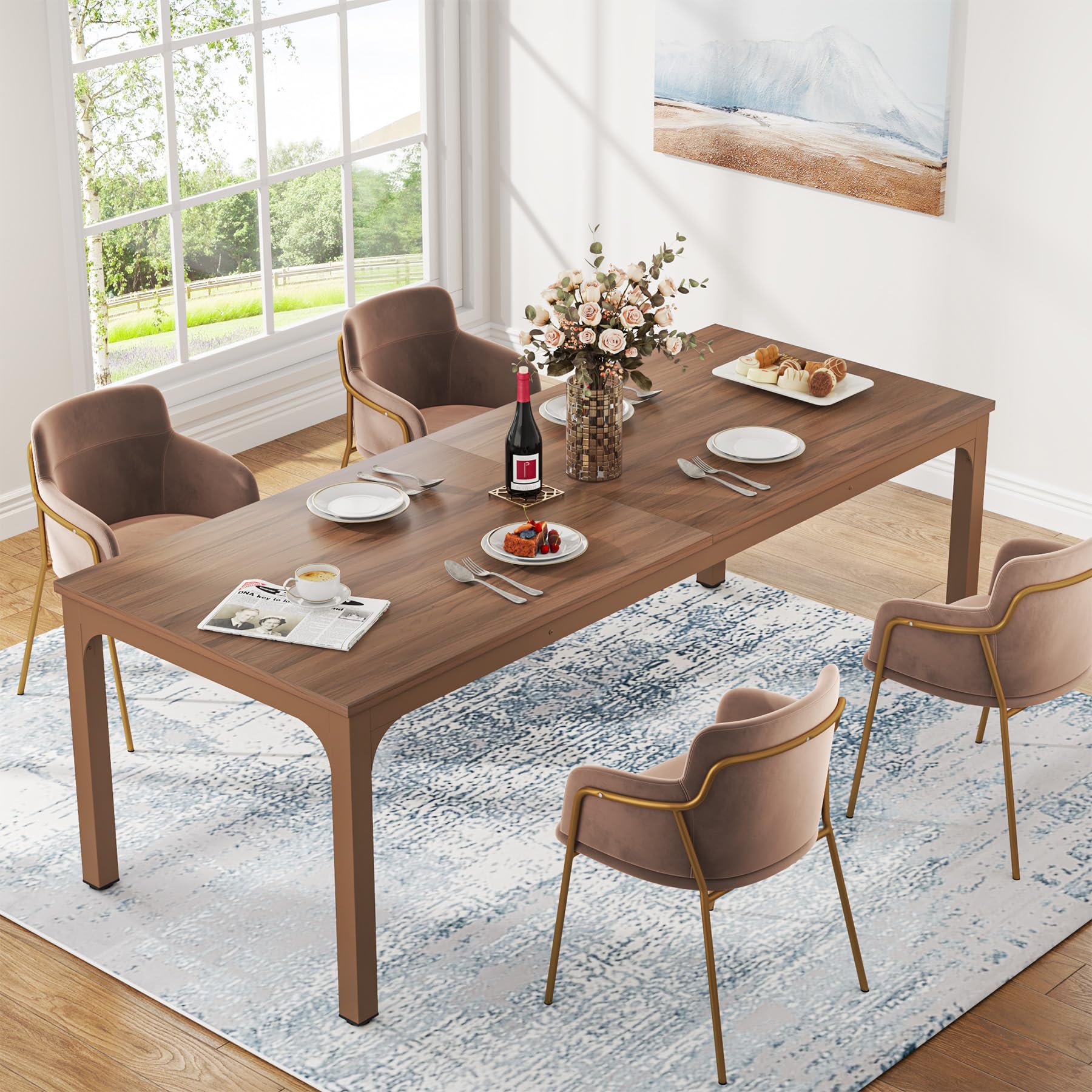 Dining Table for 6-8 Person, 180cm Long Rectangular Kitchen Dining Table for Living Room and Dining Room, 78.7 x 27.5 x 29.5 Inches(Only Table)