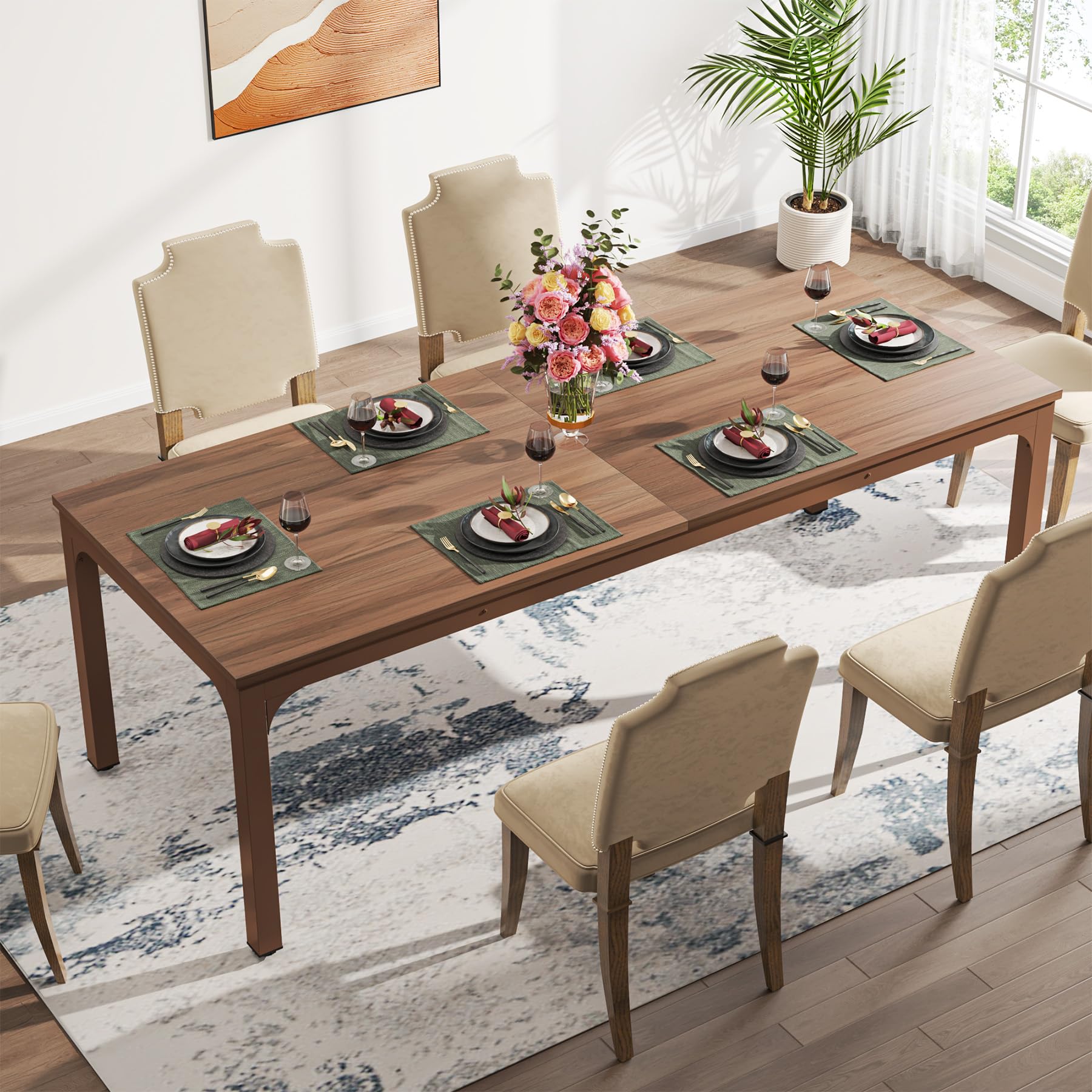 Dining Table for 6-8 Person, 180cm Long Rectangular Kitchen Dining Table for Living Room and Dining Room, 78.7 x 27.5 x 29.5 Inches(Only Table)