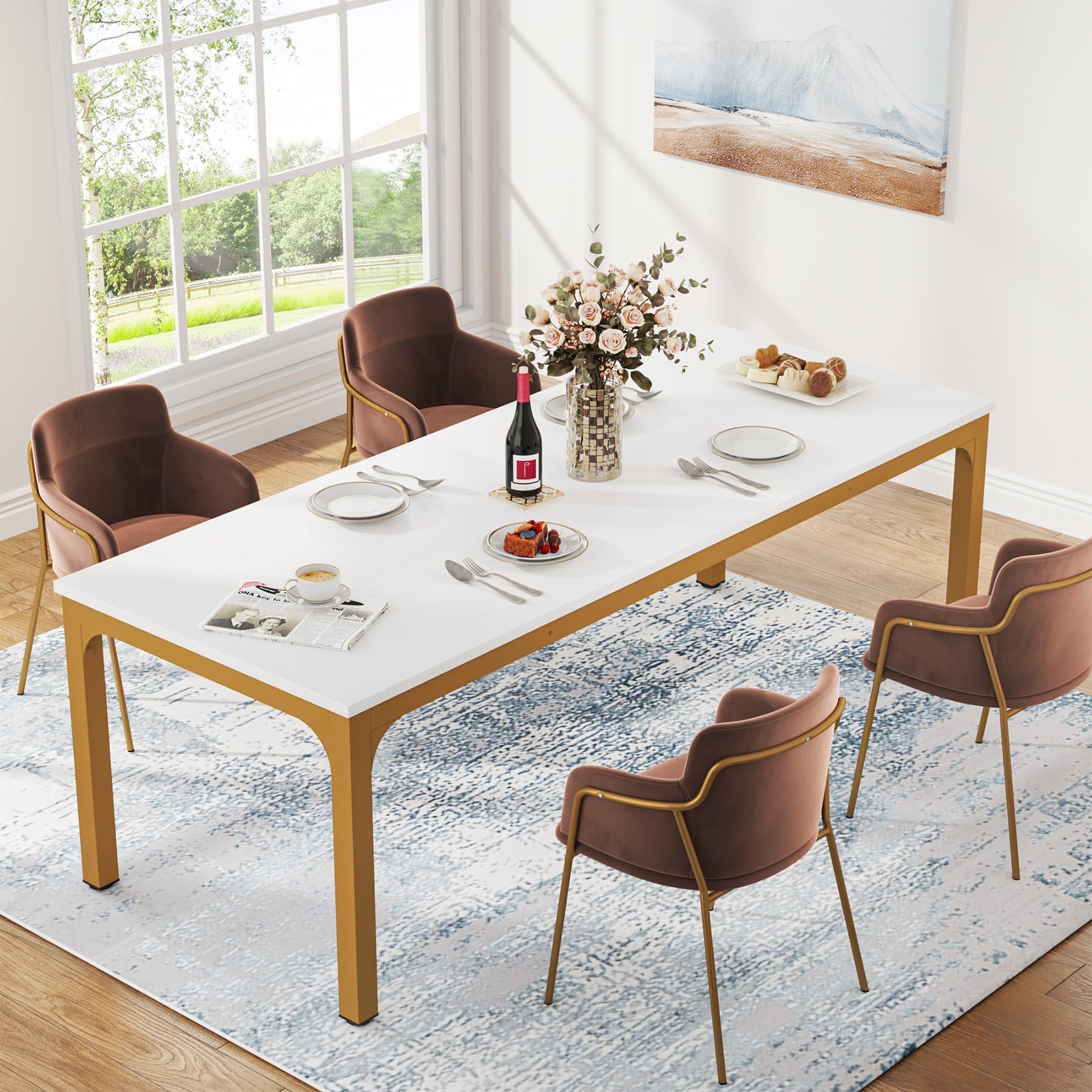 Dining Table for 6-8 Person, 180cm Long Rectangular Kitchen Dining Table for Living Room and Dining Room, 78.7 x 27.5 x 29.5 Inches(Only Table)