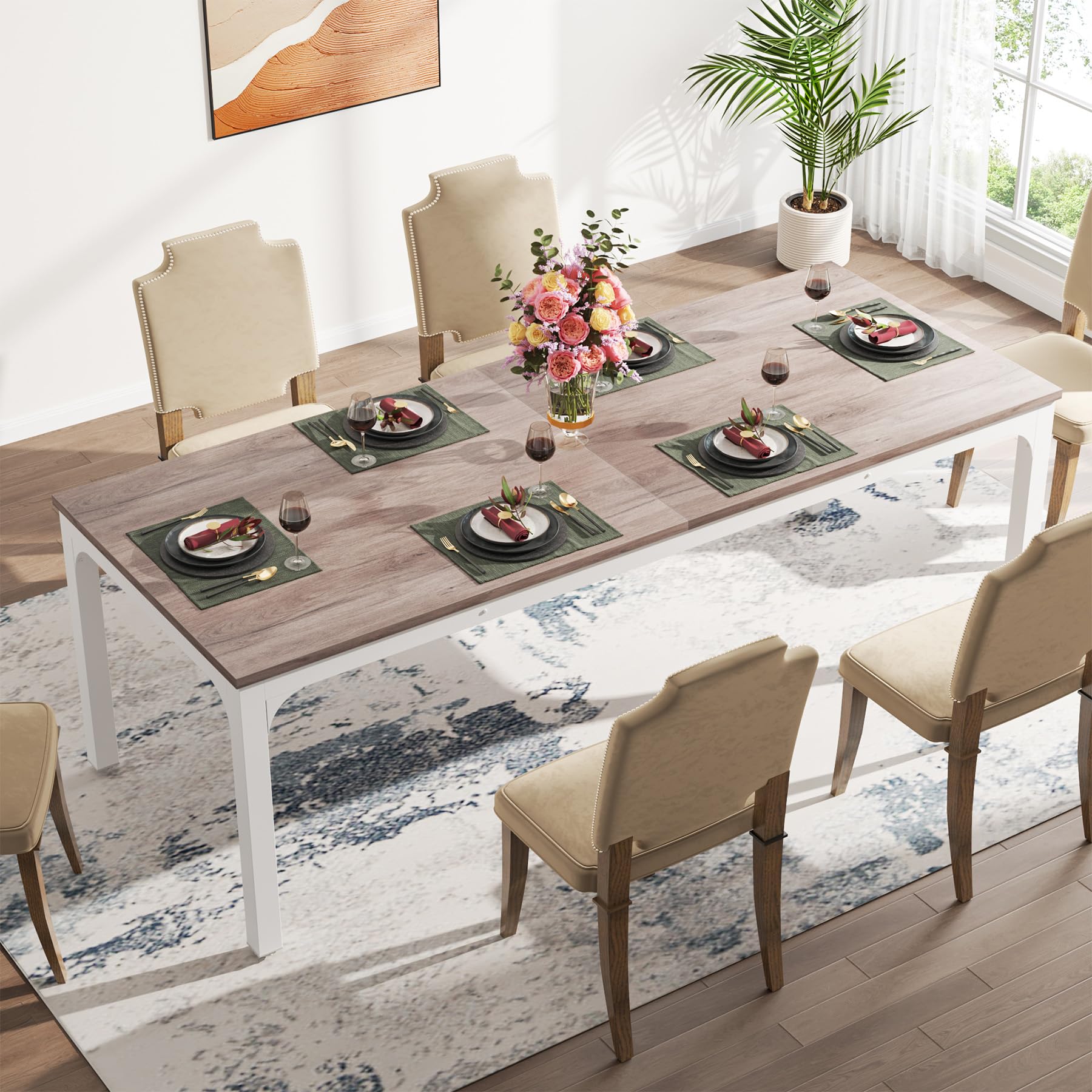 Dining Table for 6-8 Person, 180cm Long Rectangular Kitchen Dining Table for Living Room and Dining Room, 78.7 x 27.5 x 29.5 Inches(Only Table)