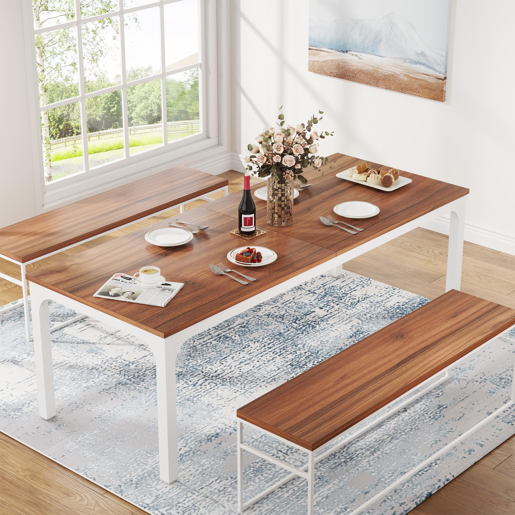 Dining Table for 6-8 Person, 180cm Long Rectangular Kitchen Dining Table for Living Room and Dining Room, 78.7 x 27.5 x 29.5 Inches(Only Table)