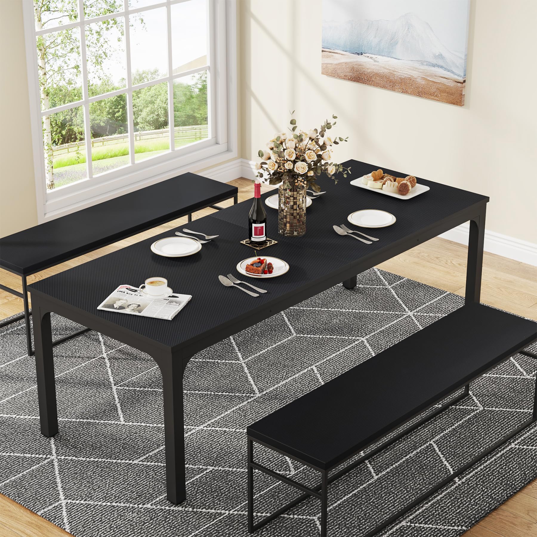 Dining Table for 6-8 Person, 180cm Long Rectangular Kitchen Dining Table for Living Room and Dining Room, 78.7 x 27.5 x 29.5 Inches(Only Table)