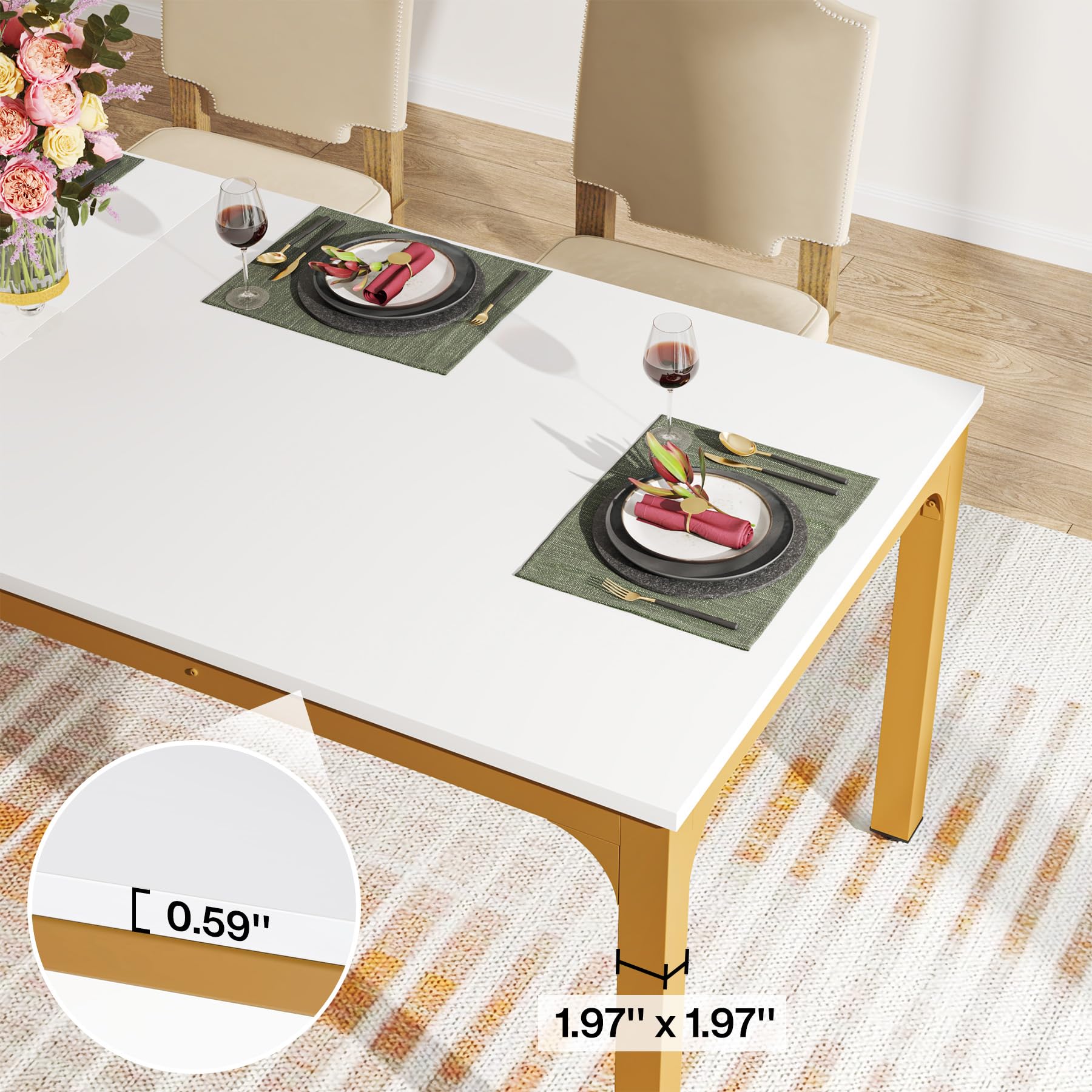 Dining Table for 6-8 Person, 180cm Long Rectangular Kitchen Dining Table for Living Room and Dining Room, 78.7 x 27.5 x 29.5 Inches(Only Table)