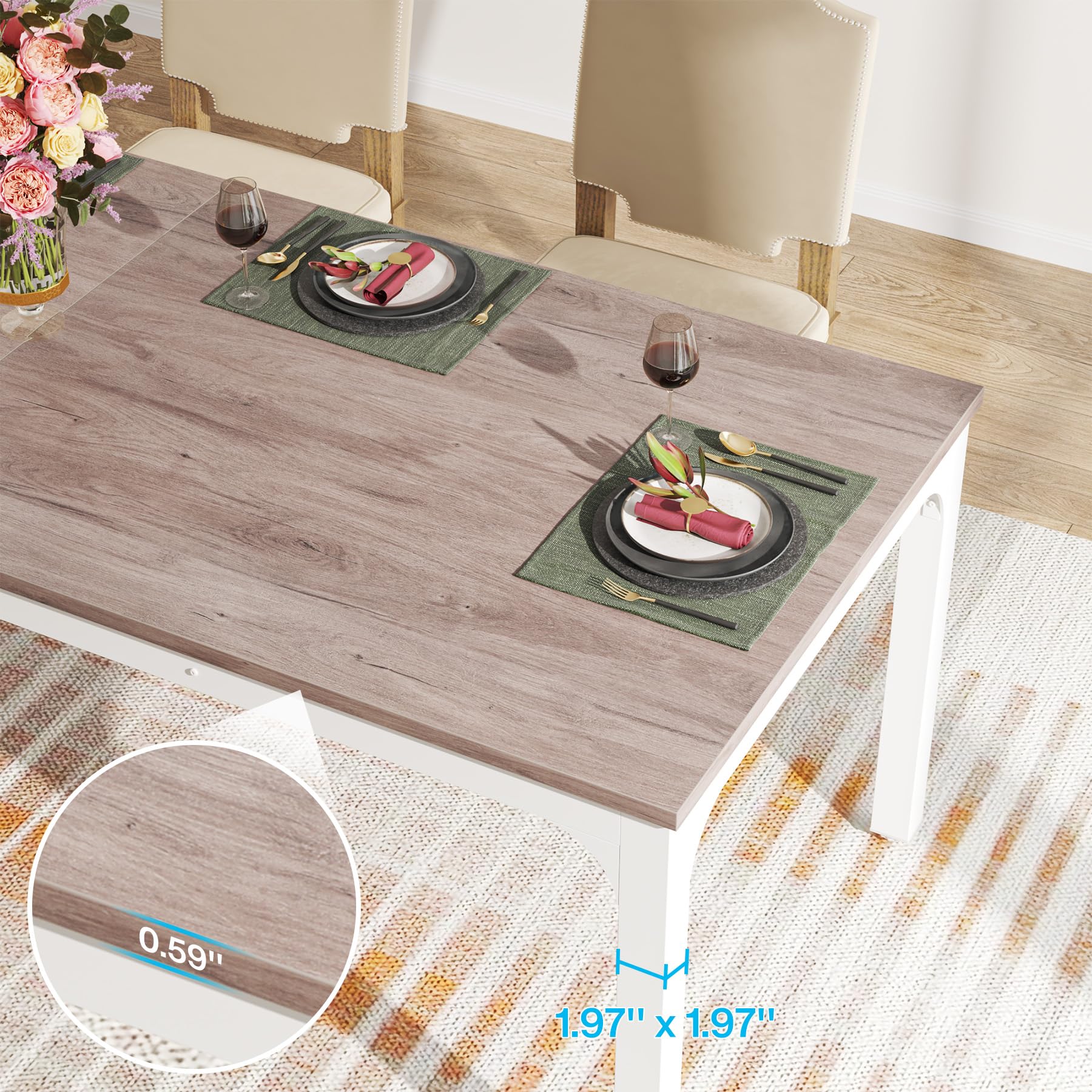 Dining Table for 6-8 Person, 180cm Long Rectangular Kitchen Dining Table for Living Room and Dining Room, 78.7 x 27.5 x 29.5 Inches(Only Table)