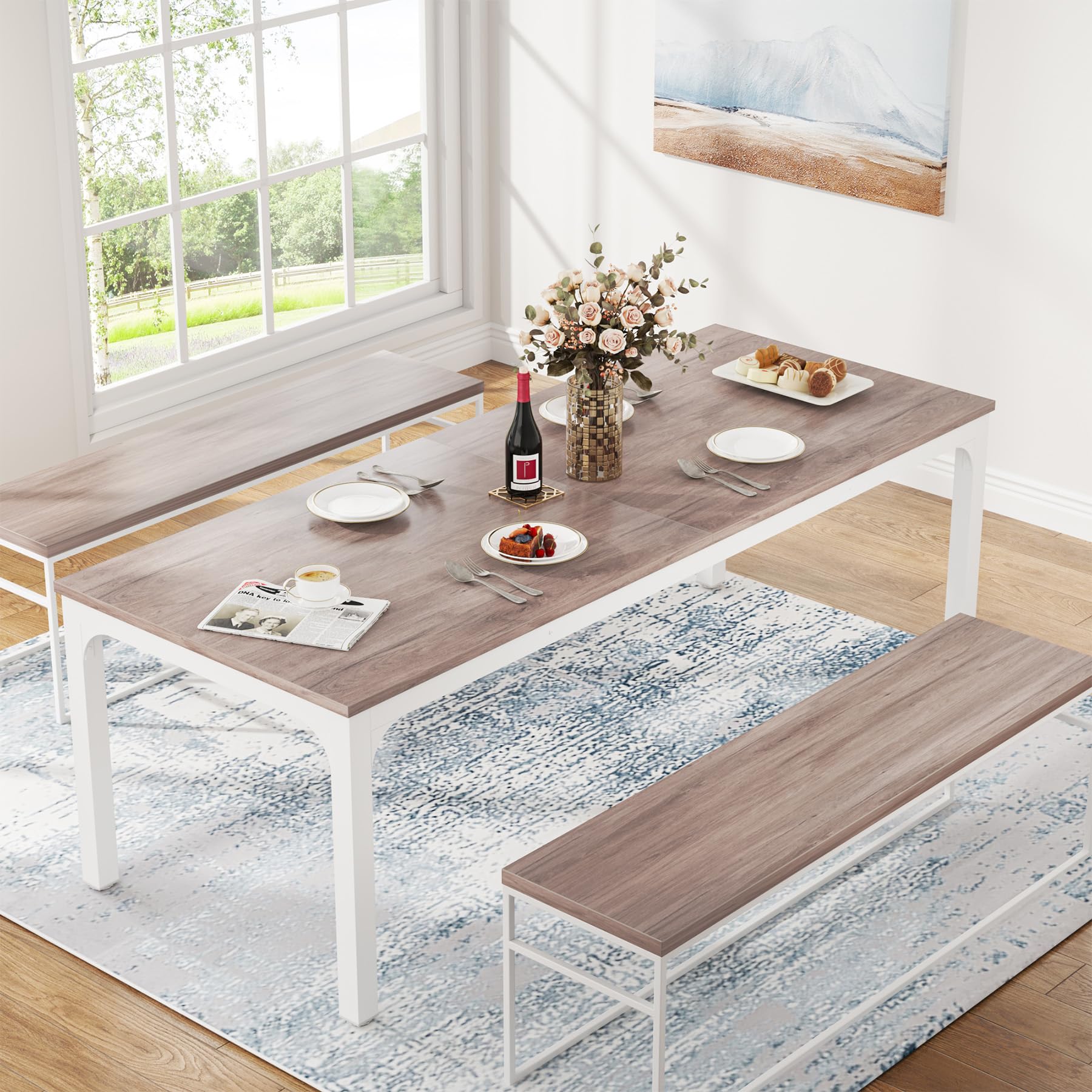 Dining Table for 6-8 Person, 180cm Long Rectangular Kitchen Dining Table for Living Room and Dining Room, 78.7 x 27.5 x 29.5 Inches(Only Table)