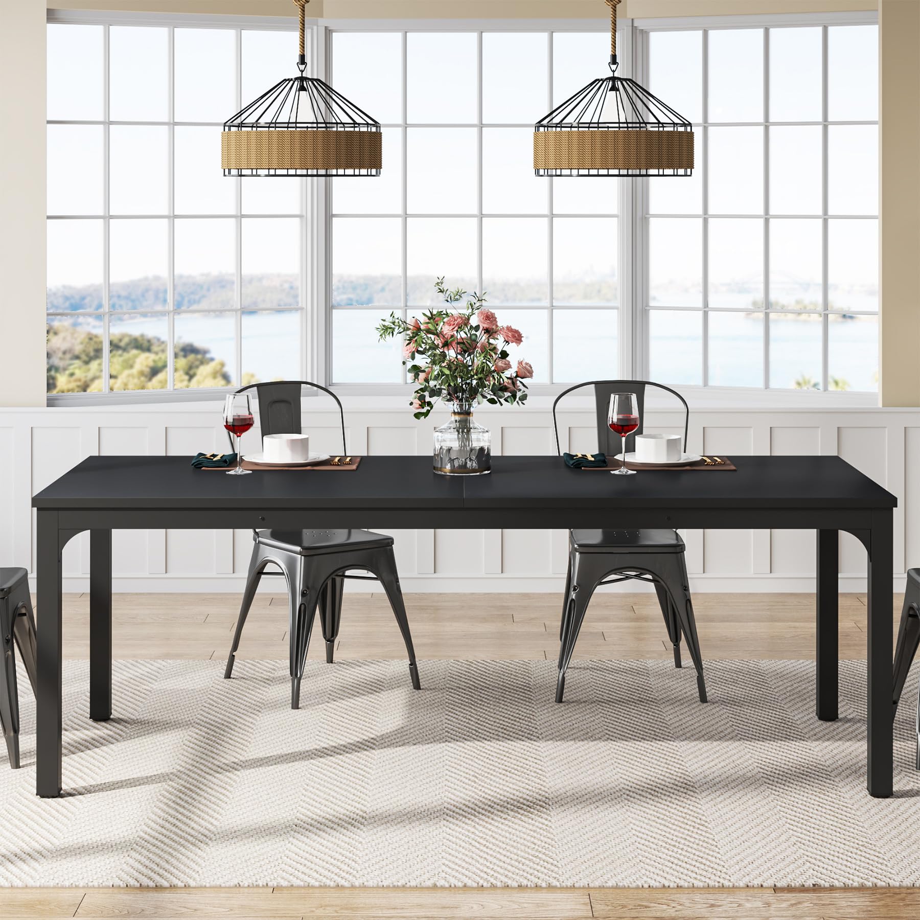 Dining Table for 6-8 Person, 180cm Long Rectangular Kitchen Dining Table for Living Room and Dining Room, 78.7 x 27.5 x 29.5 Inches(Only Table)