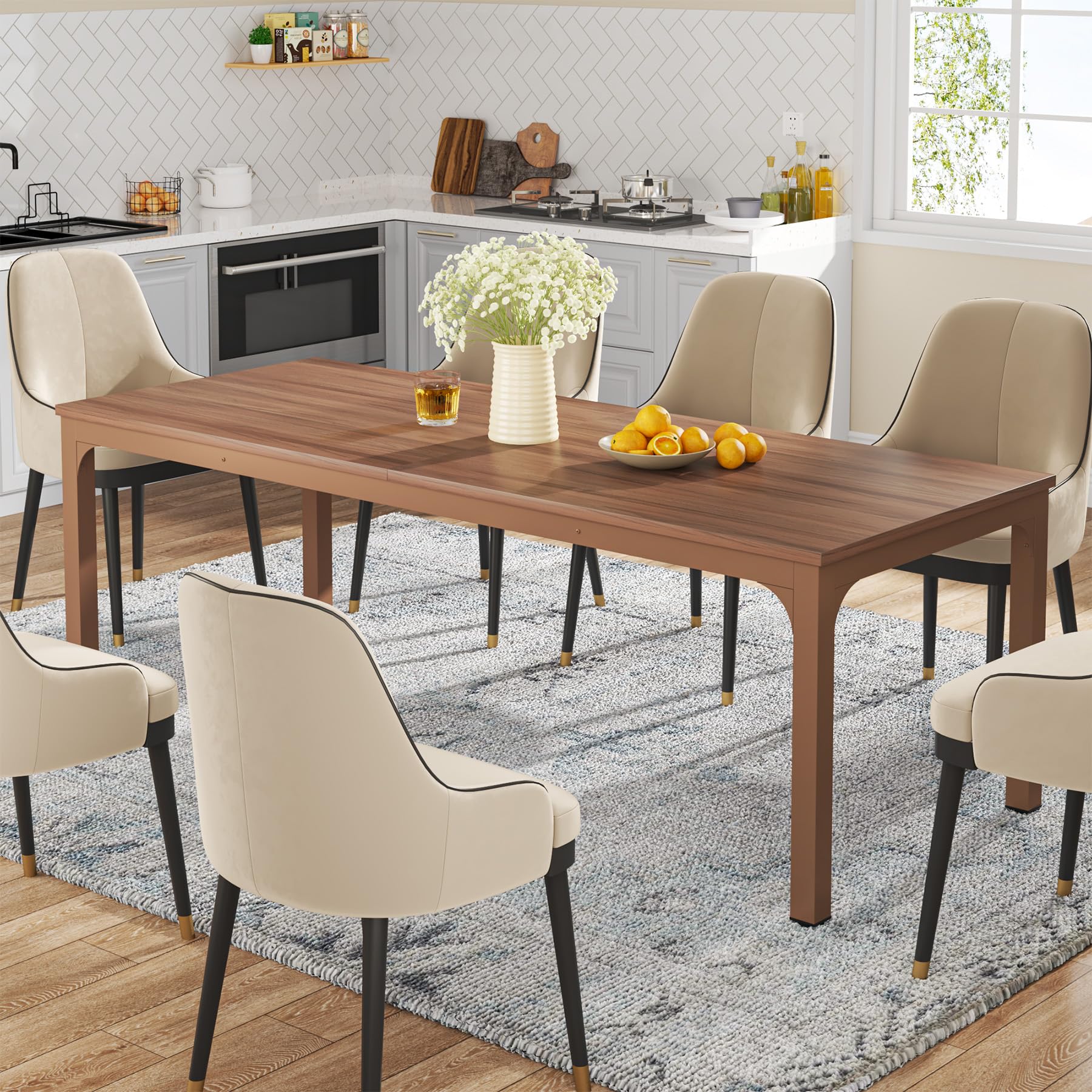 Dining Table for 6-8 Person, 180cm Long Rectangular Kitchen Dining Table for Living Room and Dining Room, 78.7 x 27.5 x 29.5 Inches(Only Table)