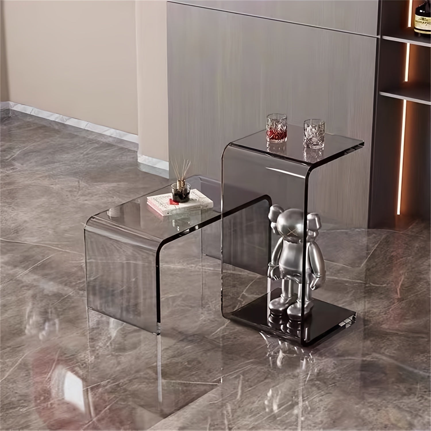 Acrylic Side Table Light Luxury Sofa Small Coffee Table Italian Minimalist Side Table Scandinavian Style Transparent Glass Living Room Side Table