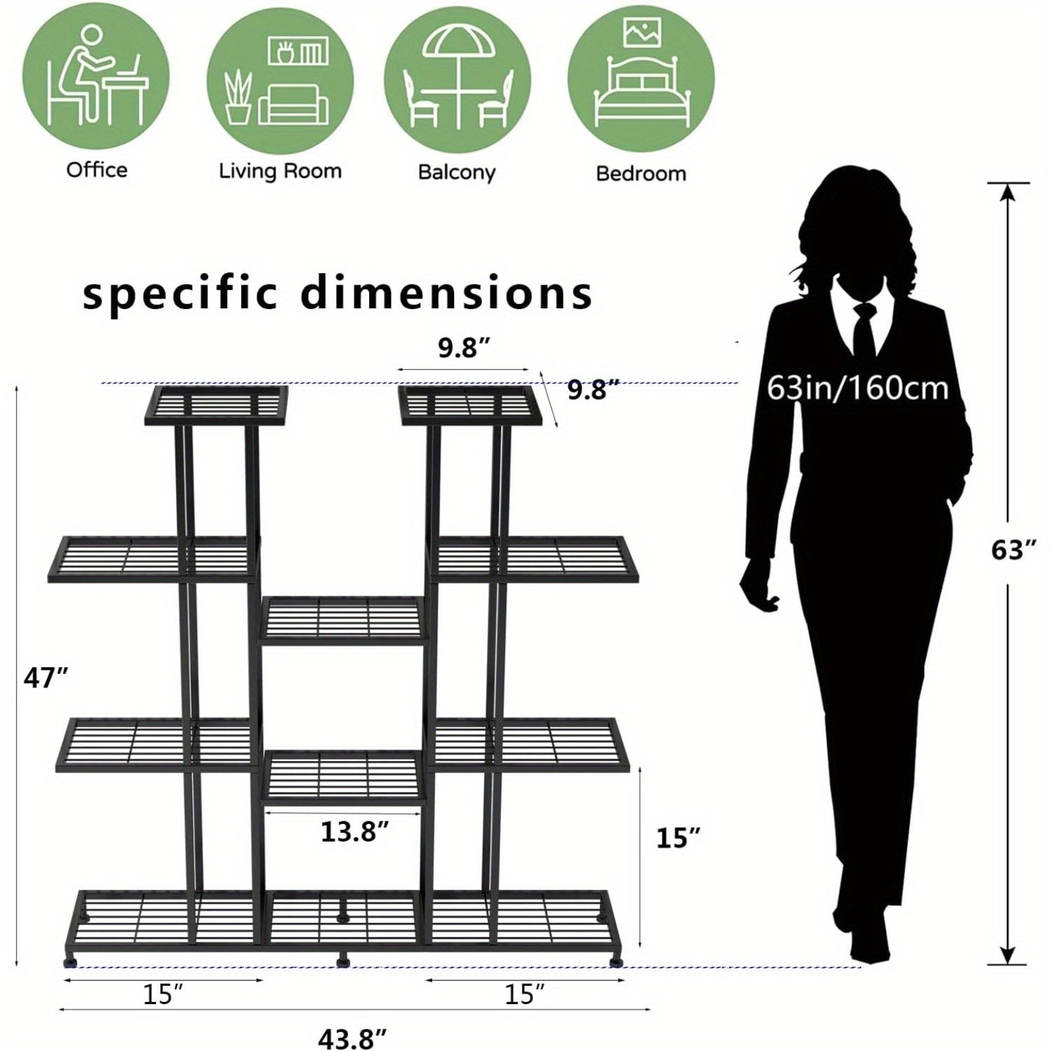 Metal Plant Stand, large indoor Plant Stands Decorative Black Steel Plant Shelf for ontdoor Patio Garden Balcony and Yard, tall multi tier plant stand (9 Tier) Garden Houses