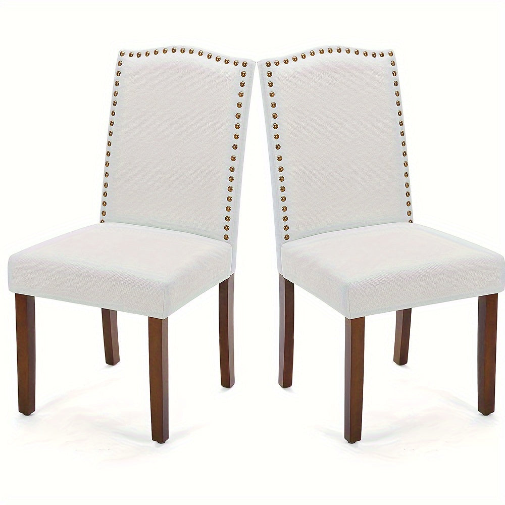 Dining Chairs, Modern Dining Room Chair with Nailhead Trim and Wood Legs, Mid-Century Accent Dinner Chair for Living Room, Kitchen