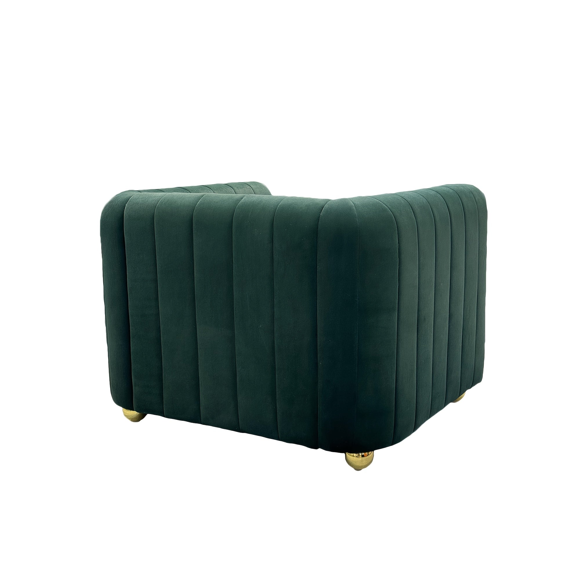 1pc Mid-Century Modern Velvet Chesterfield Armchair, Tufted Upholstered Single Sofa with Solid Back, Wood Frame, Foam Fill, Spot-Clean, Stylish Accent Couch for Living Room, Office, Apartment - Green