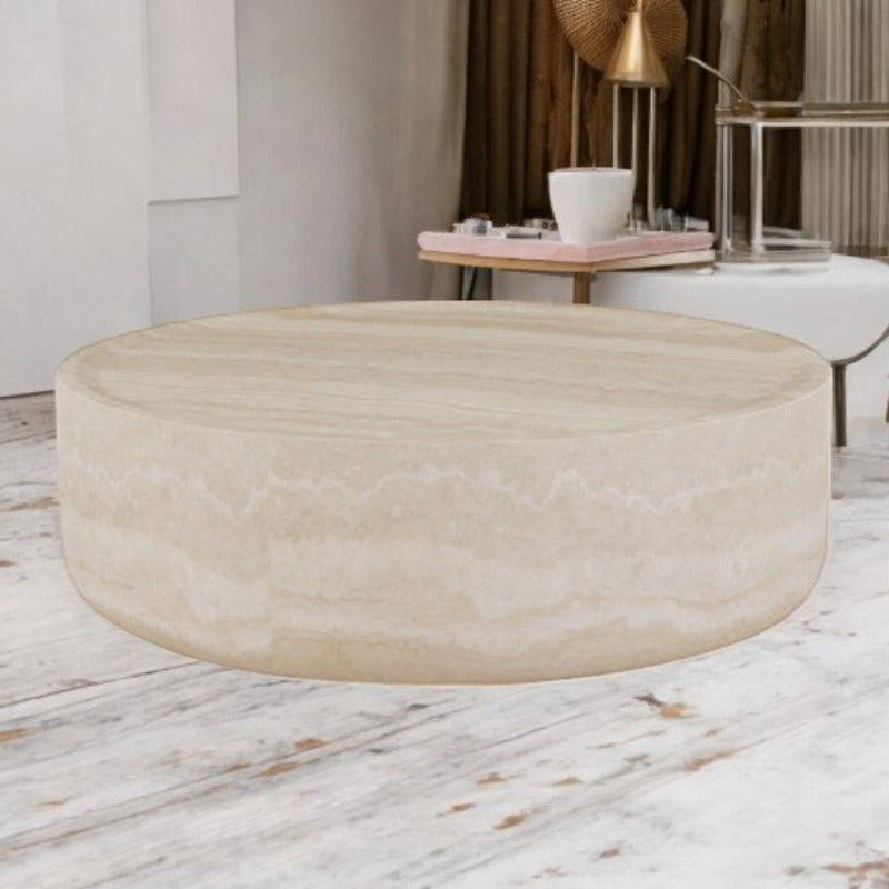 Round Faux MARS Pattern Coffee Table - No Assembly Required - Ideal for Living Room & Tea Time - Stylish & Durable