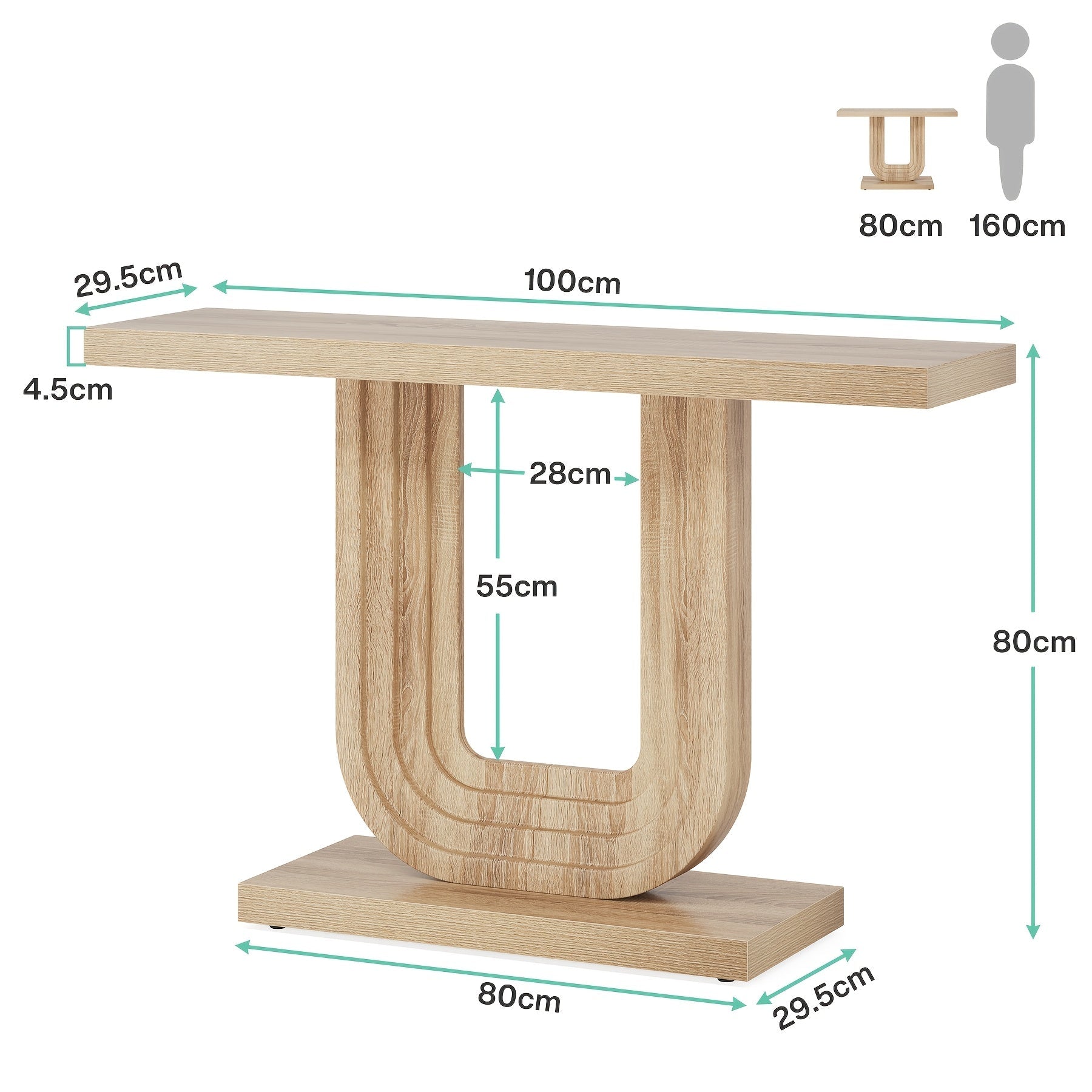 Entryway Table Farmhouse, 39" Wood Boho Console Table With Geometric Base, Narrow Sofa Table Behind Couch With Storage For Living Room, Hallway, Foyer, Entrance