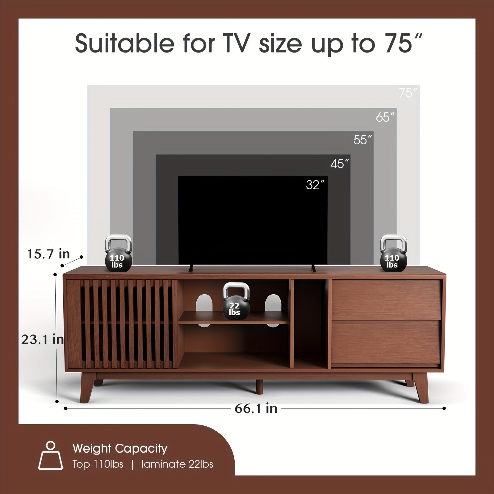 Mid Century Modern TV Stand With Storage Cabinet, Entertainment Center For 75 Inch TV With 4 Drawers, Large Boho Media Television Stand, Modern TV Console Table With Doors For Living Room, Bedroom