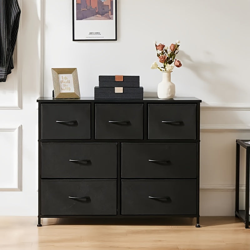 Dresser For Bedroom Storage Drawers TV Stand Fabric Storage Tower With 7 Drawers Chest Of Drawers With Fabric Bins