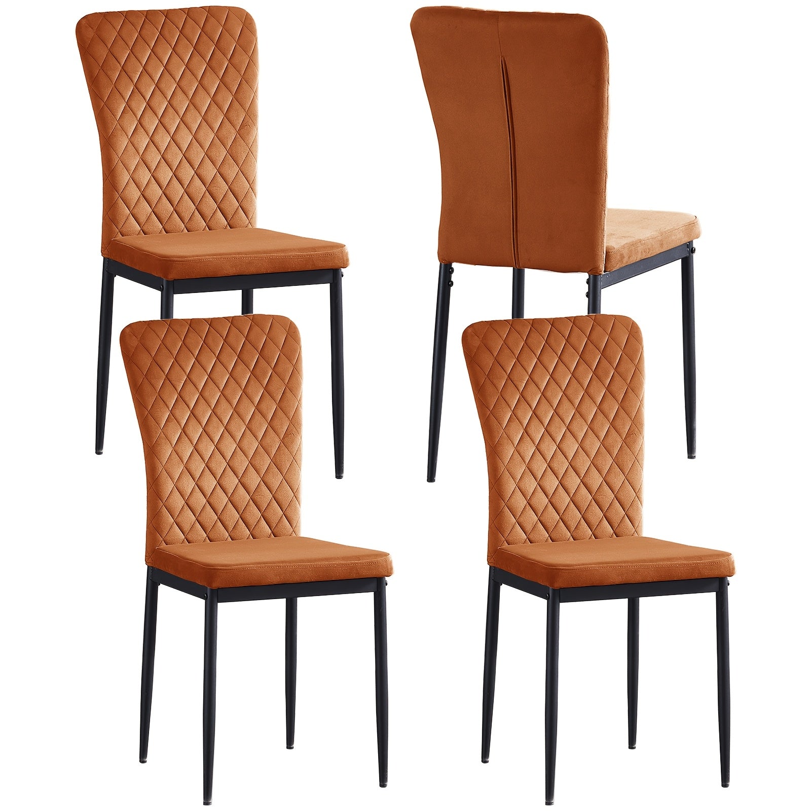 Black Velvet Dining Chairs Set Of 4 Kitchen & Dining Room Chairs High Back Kitchen Living Room Chairs Metal Frame Modern Lattice Design Set Of 6 Brown Living Room Chairs Dining Chairs with Suede, High Back, Metal Frame And Mo