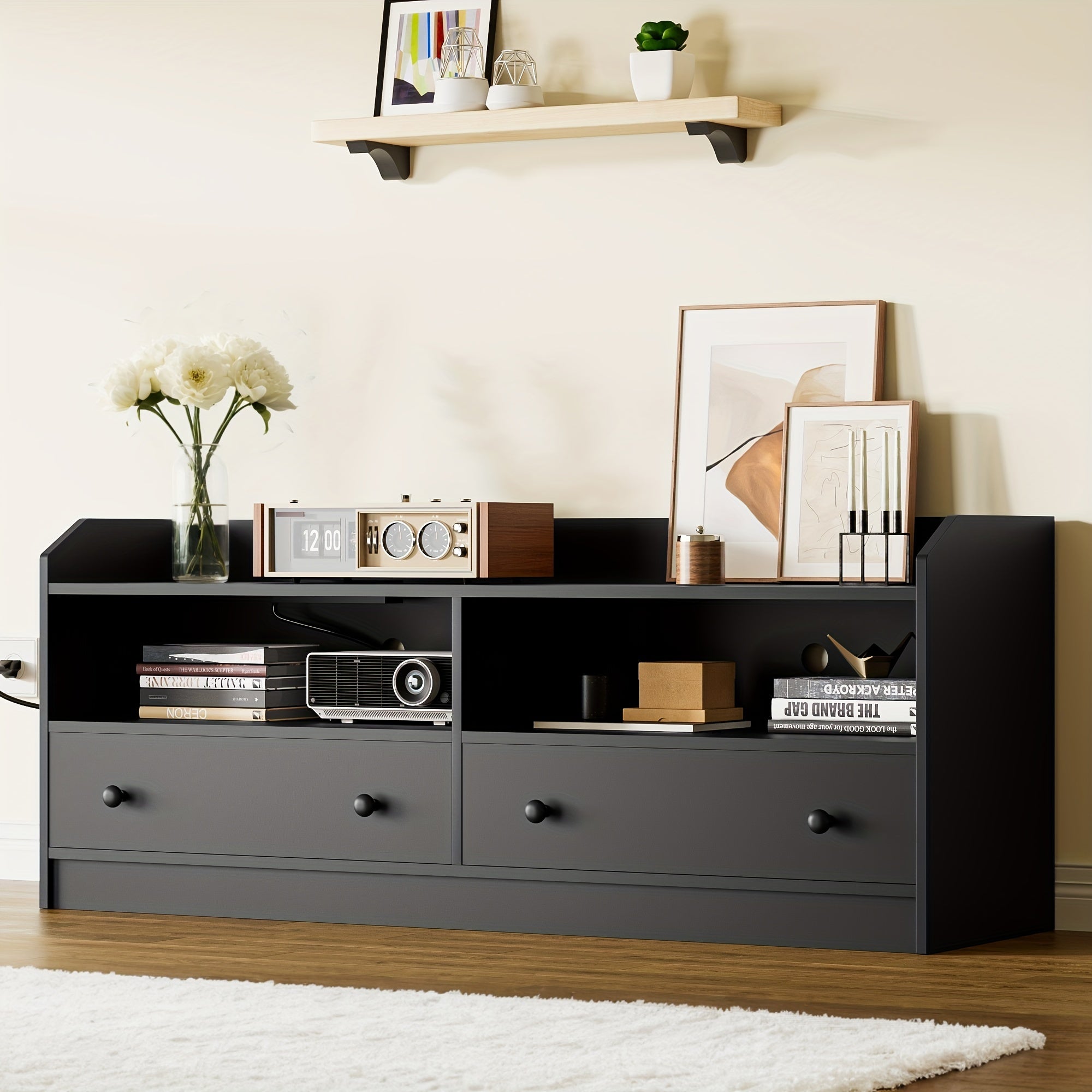 TV Stand for Tvs Up to 152cm Entertainment Center with Darwers Modern TV Console Table Furniture And Storage Shelves Tv