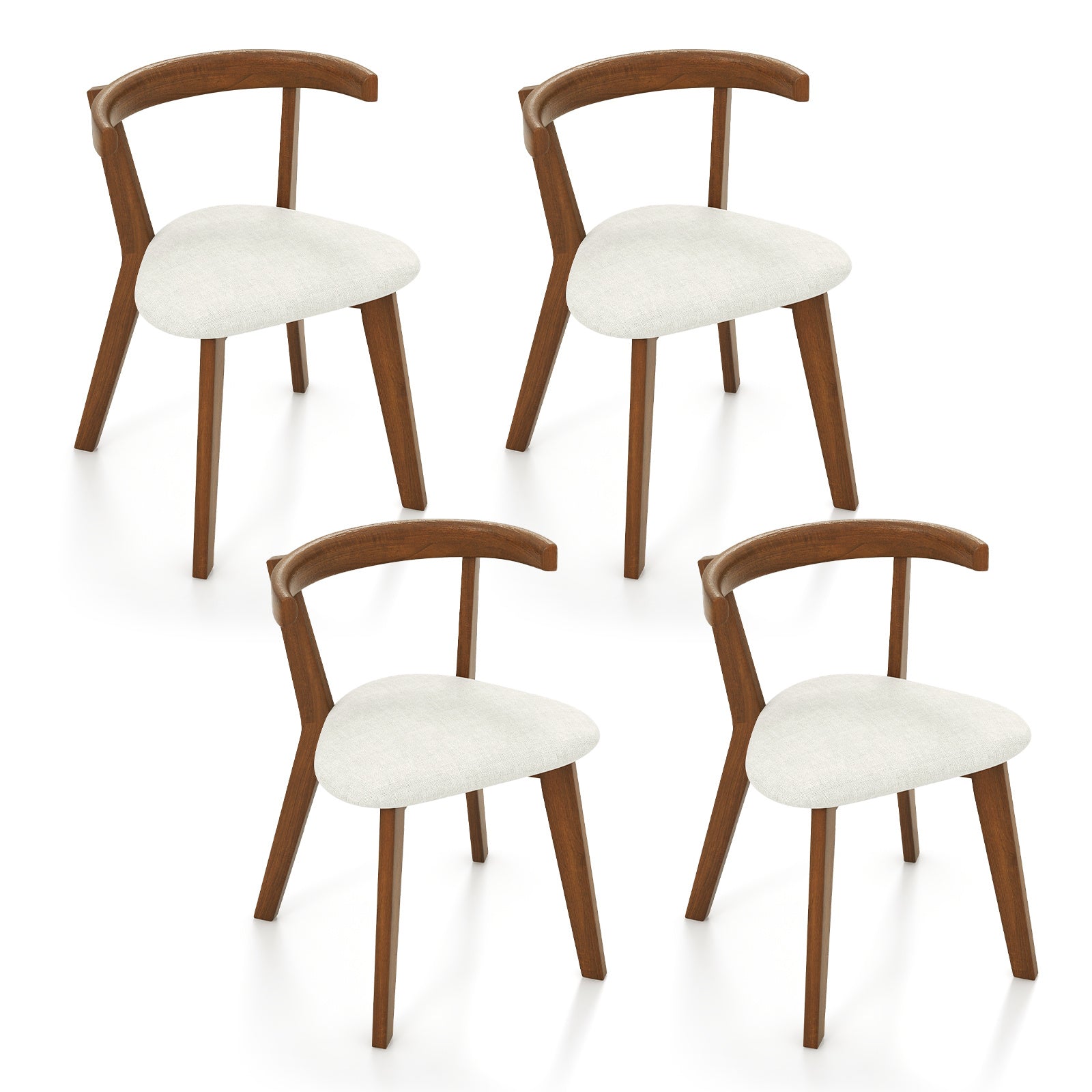 Wood Dining Chair Set of 2/4 Space-Saving Hanging Upholstered Kitchen Chairs w/ Padded Seat & Curved Back Farmhouse