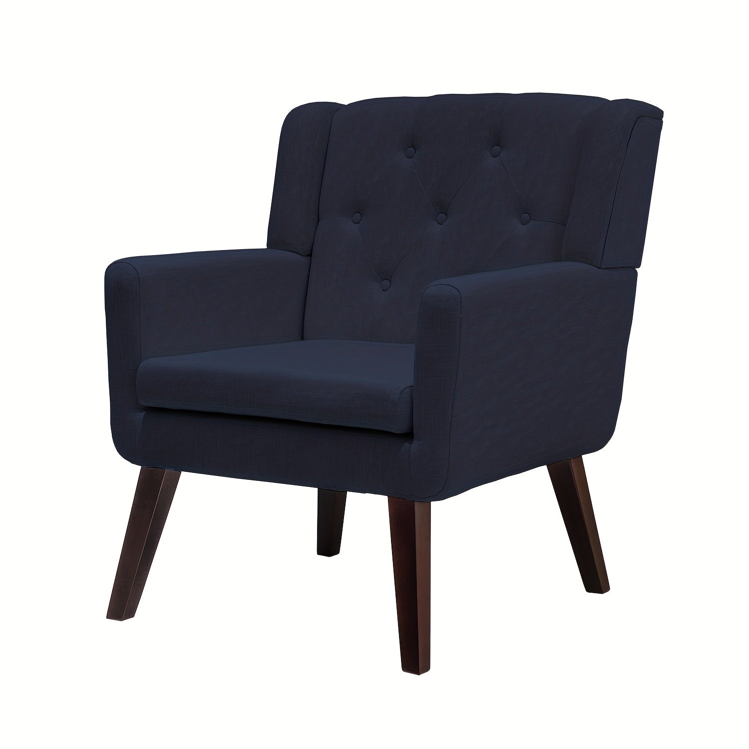 Single Lounge Chair Accent Chair with Arms, Upholstered Living Room Sofa Chair, Modern Cozy Armchair with Pin Decor on Backrest and Wood Legs