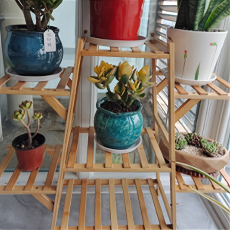 1pc Modern Bamboo Plant Stand, Multi-Layer Indoor Succulent & Climbing Flower Rack, Waterproof Floor Storage Organizer for Living Room, Box,Cabinet,Rack for Outdoor Storage