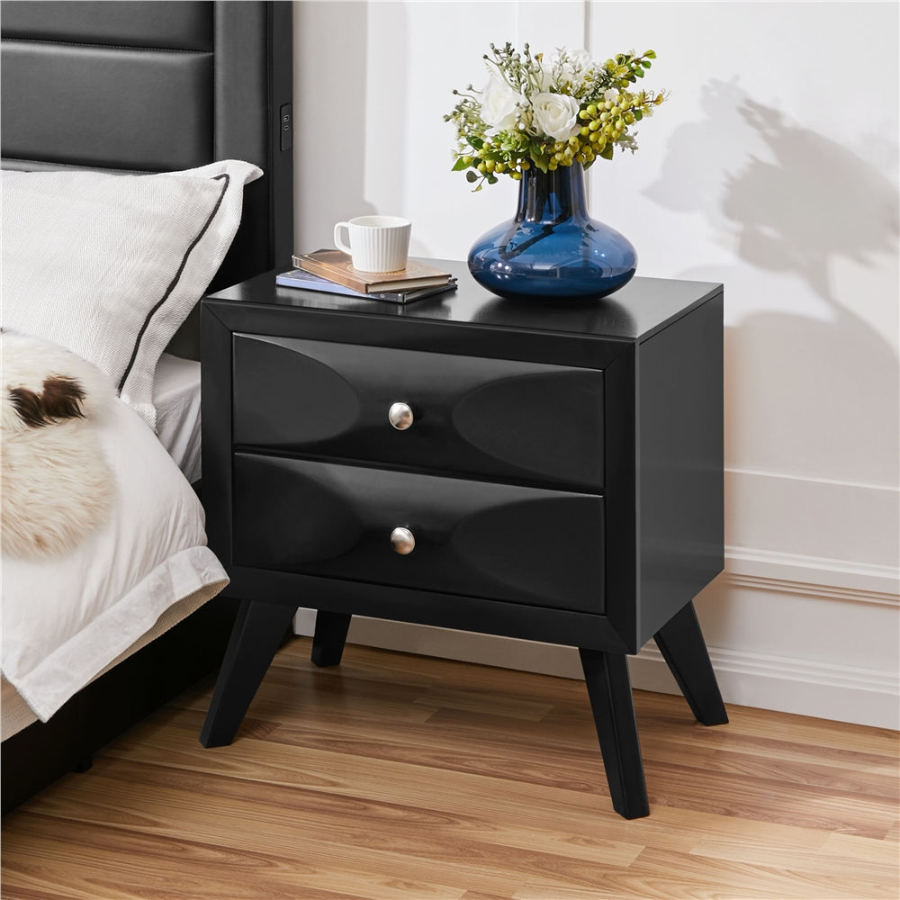 23.5''H Vintage Nightstand with 2 Drawers End Table with Solid Wood Legs and Storage for Living Room/ Bedroom