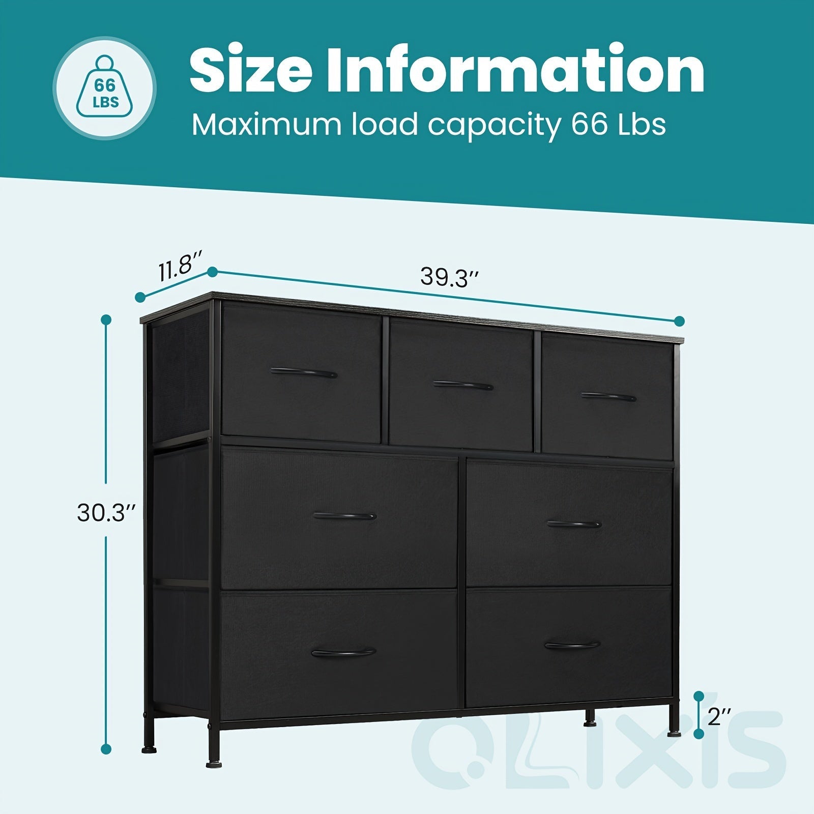 Dresser for Bedroom with 7 Drawers Clothes Drawer Fabric Closet Organizer Dresser with Metal Frame and Wood Tabletop