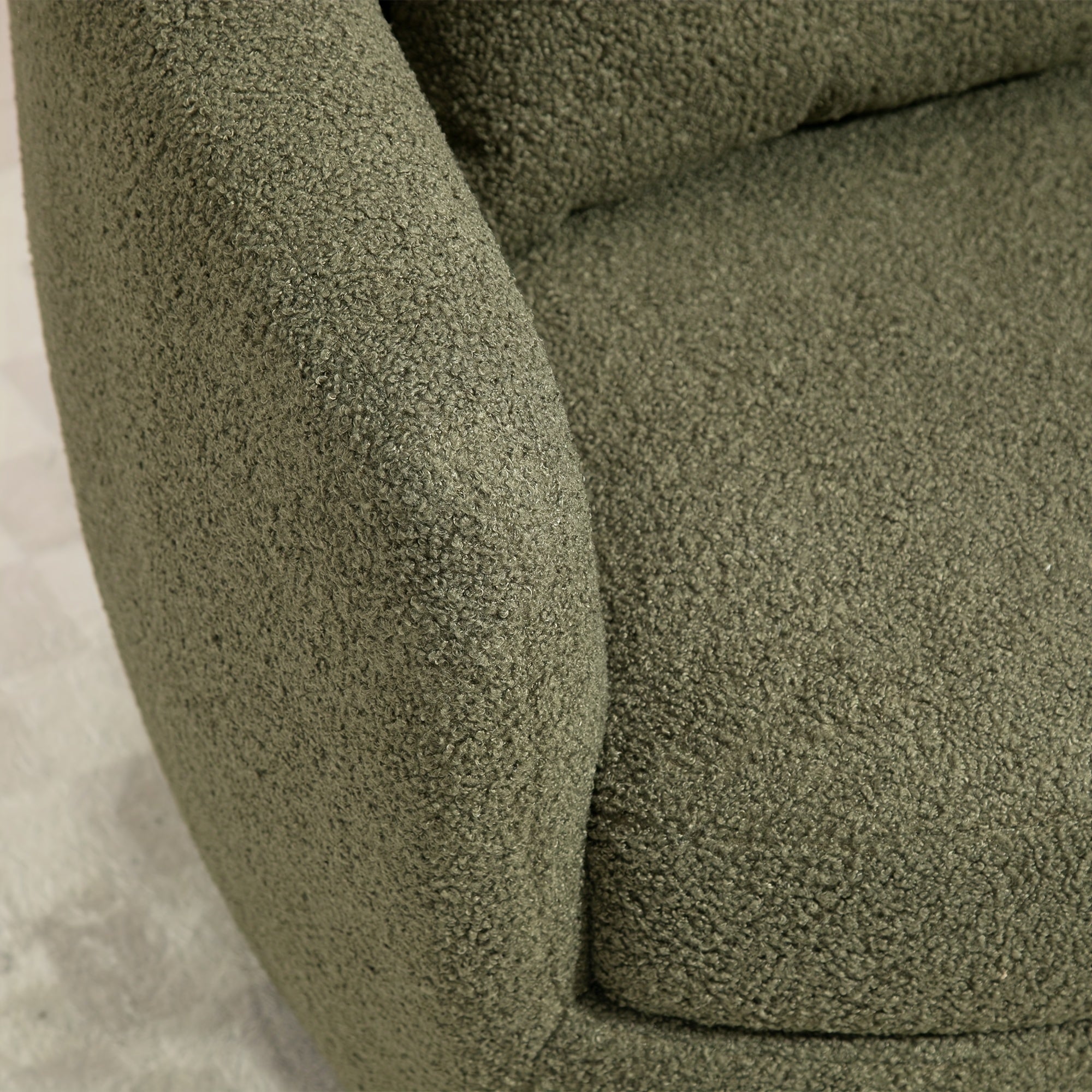 Upholstered Swivel Barrel Armchair With Storage Modern Living Room Side Chair For Bedroom/Office/Reading Spaces - Teddy Fabric Dark Green