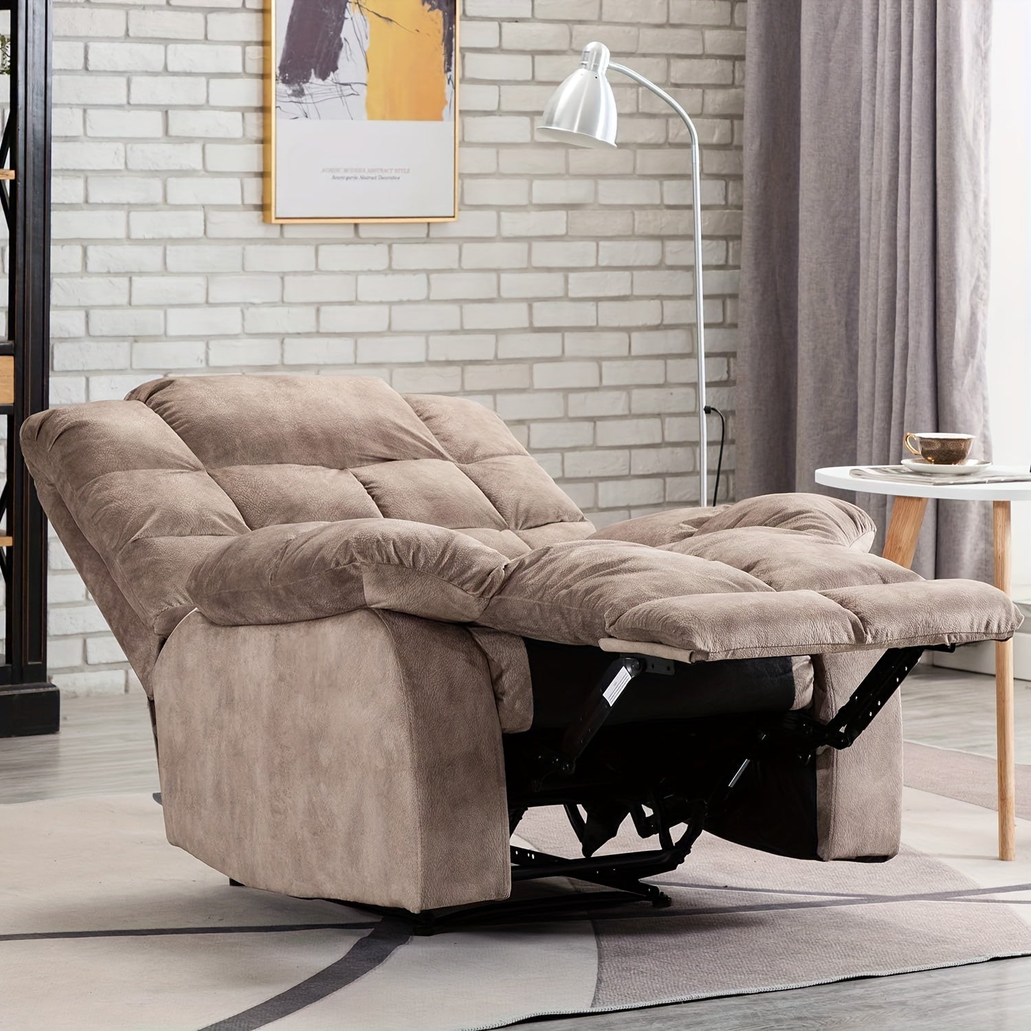 Modern Adult Single Comfortable Large Soft Recliner, Large Width Manual Sofa Recliner Dining Room, Reading Room Adult Manual Single Sofa