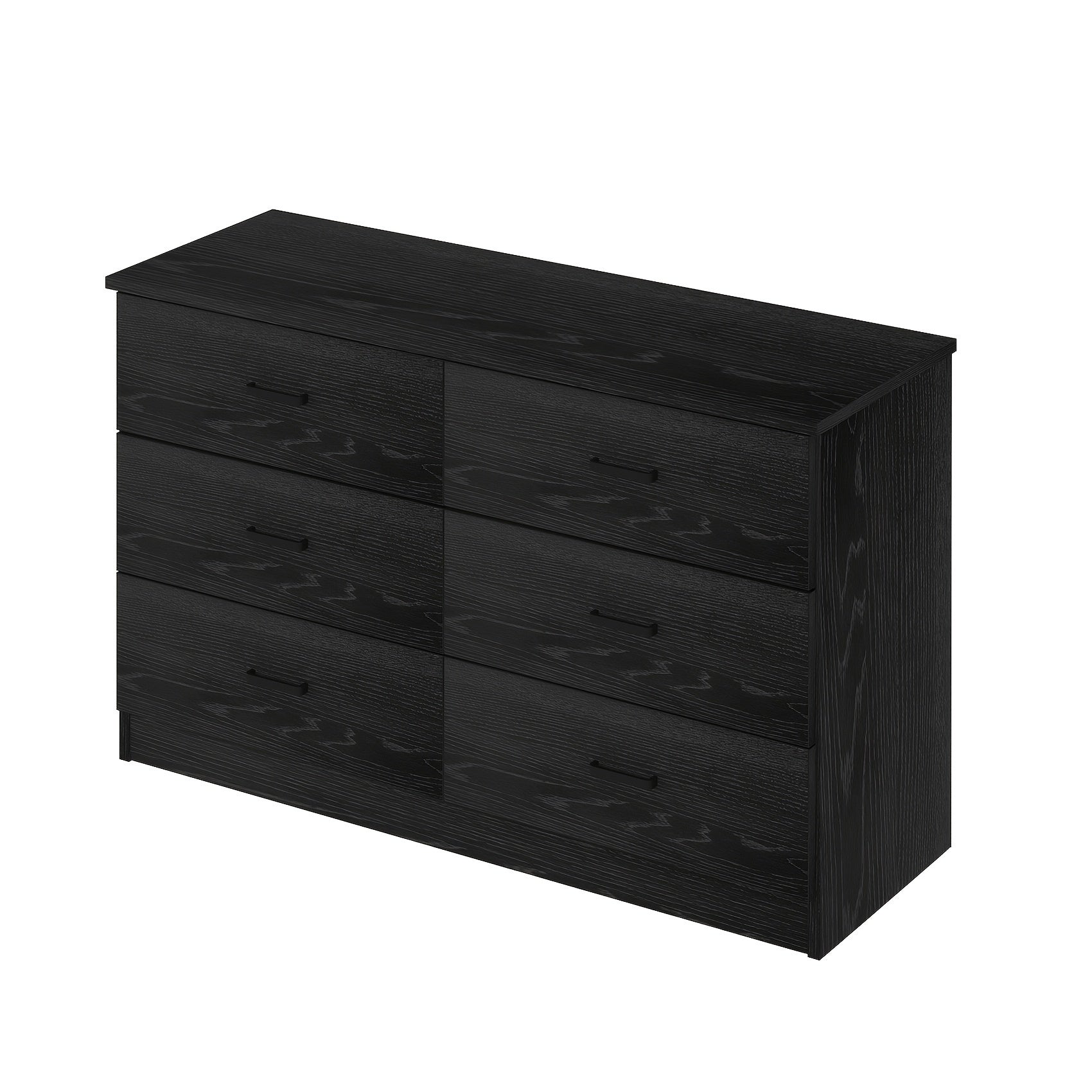 Wood Dresser For Bedroom 6 Drawer Dresser With Metal Handles Light Oak Dresser - Black - Dresser Westberry Furniture