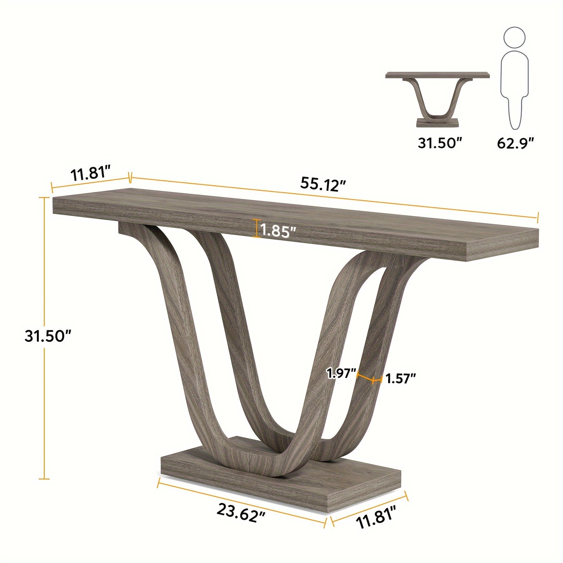 Farmhouse Console Table, 55" Sofa Table Entryway Table, Narrow Hallway Tables Foyer Tables For Entryway