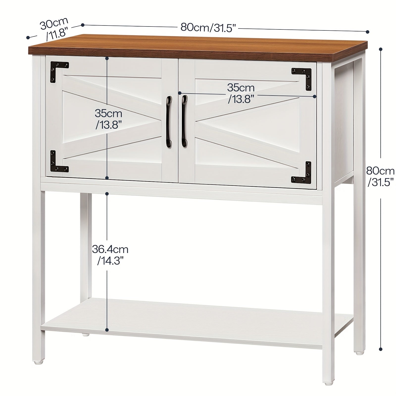 Entryway Table, 31.5'' Farmhouse Console Table With Storage, Sofa Table Behind Couch, For Entryway, Hallway, Foyer, White And Walnut