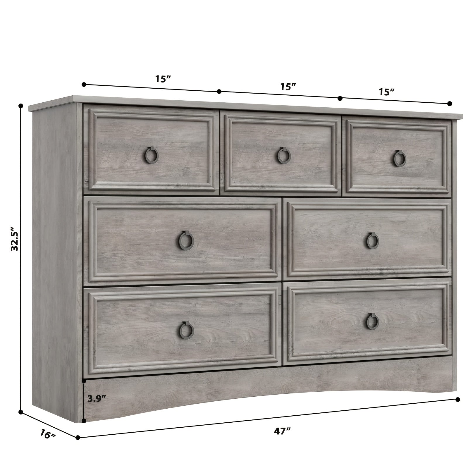 Dresser For Bedroom With 7 Drawers, Rustic Wide Chest Of Drawers, Storage Dressers Organizer For Bedroom, Living Room, Hallway, Closet