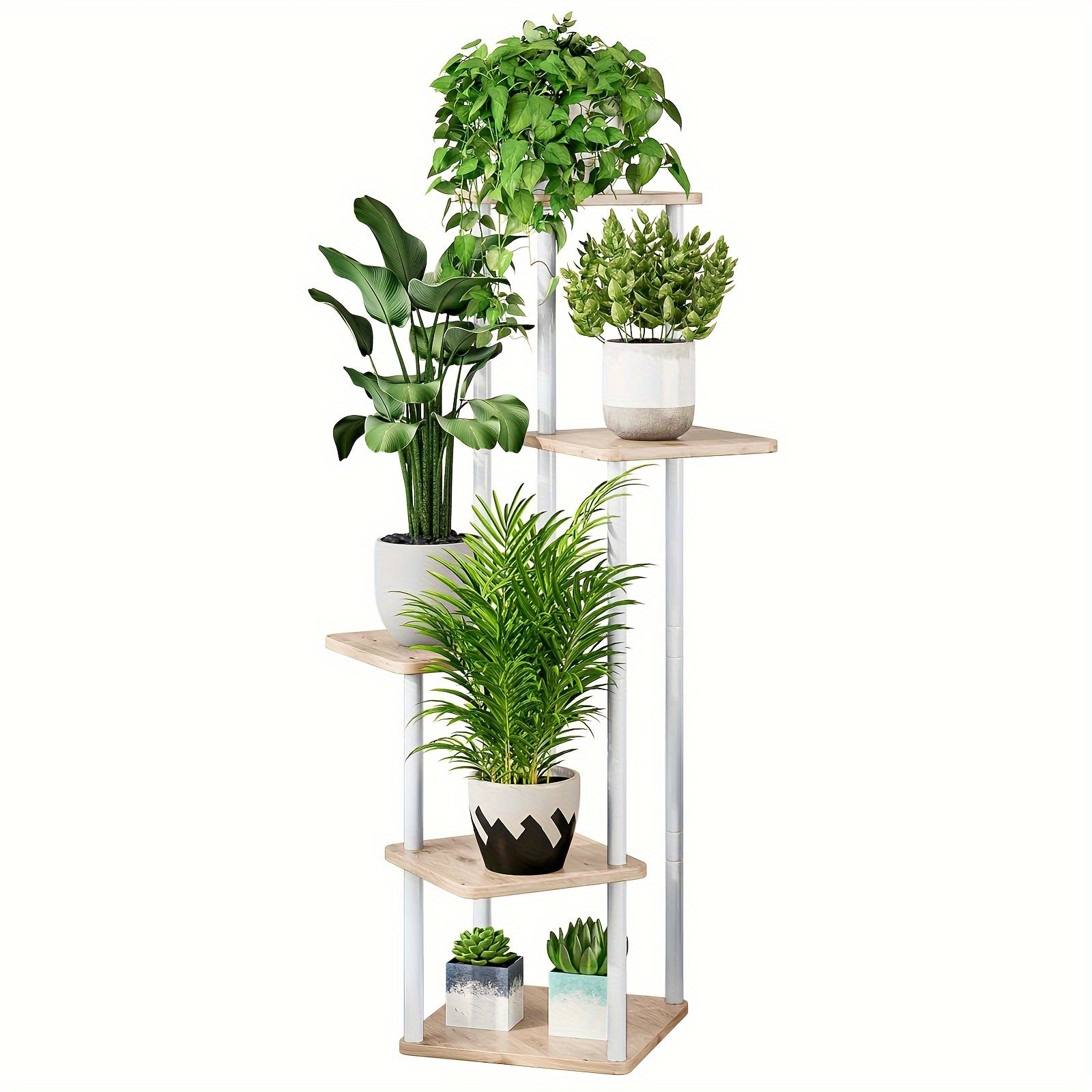 Plant Stand 5 Tier Indoor Metal Flower Shelf for Multiple Plants Corner Tall Flower Holders for Patio Garden Living Room Balcony Bedroom, Black (5 Tier-Black)