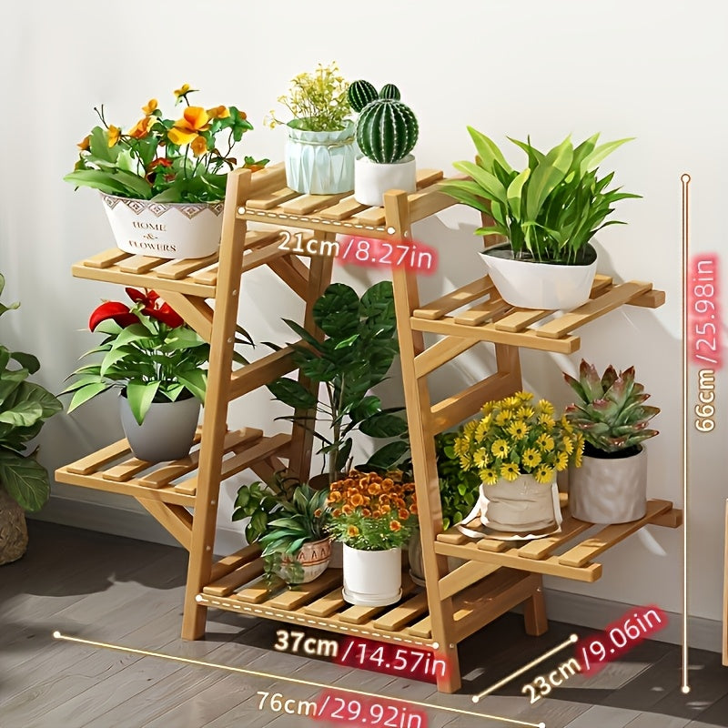 1pc Modern Bamboo Plant Stand, Multi-Layer Indoor Succulent & Climbing Flower Rack, Waterproof Floor Storage Organizer for Living Room, Box,Cabinet,Rack for Outdoor Storage