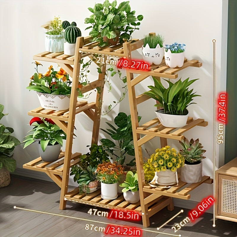 1pc Modern Bamboo Plant Stand, Multi-Layer Indoor Succulent & Climbing Flower Rack, Waterproof Floor Storage Organizer for Living Room, Box,Cabinet,Rack for Outdoor Storage