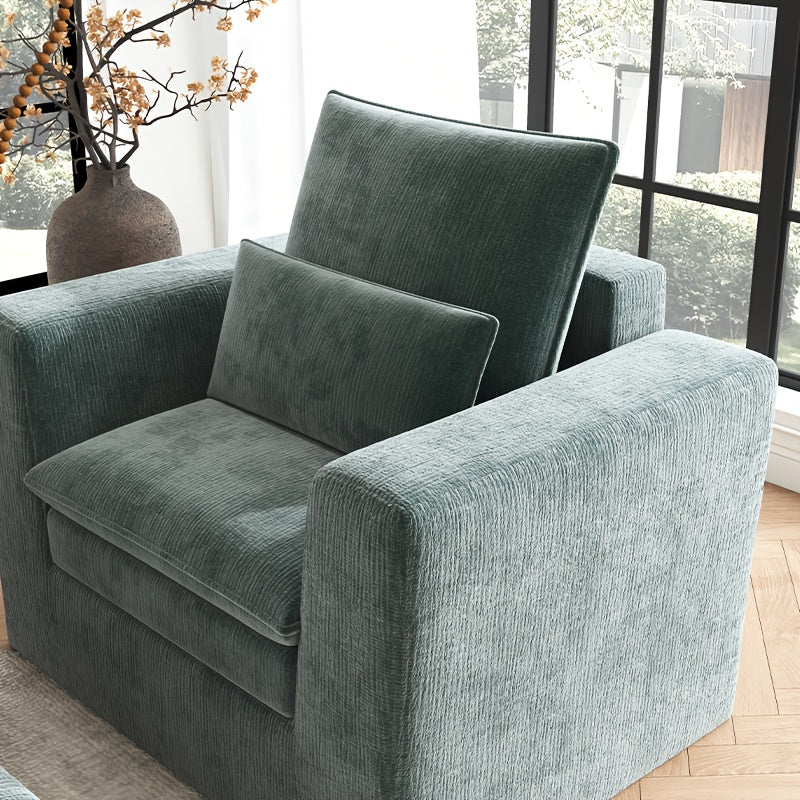 Modern Style Armchair, Chenille Cushion Sofa - Lazy Sofa, Single Sofa - Suitable for Living Room, Bedroom, Office Furniture Living Room Chair with Footrest Single Leisure Chair