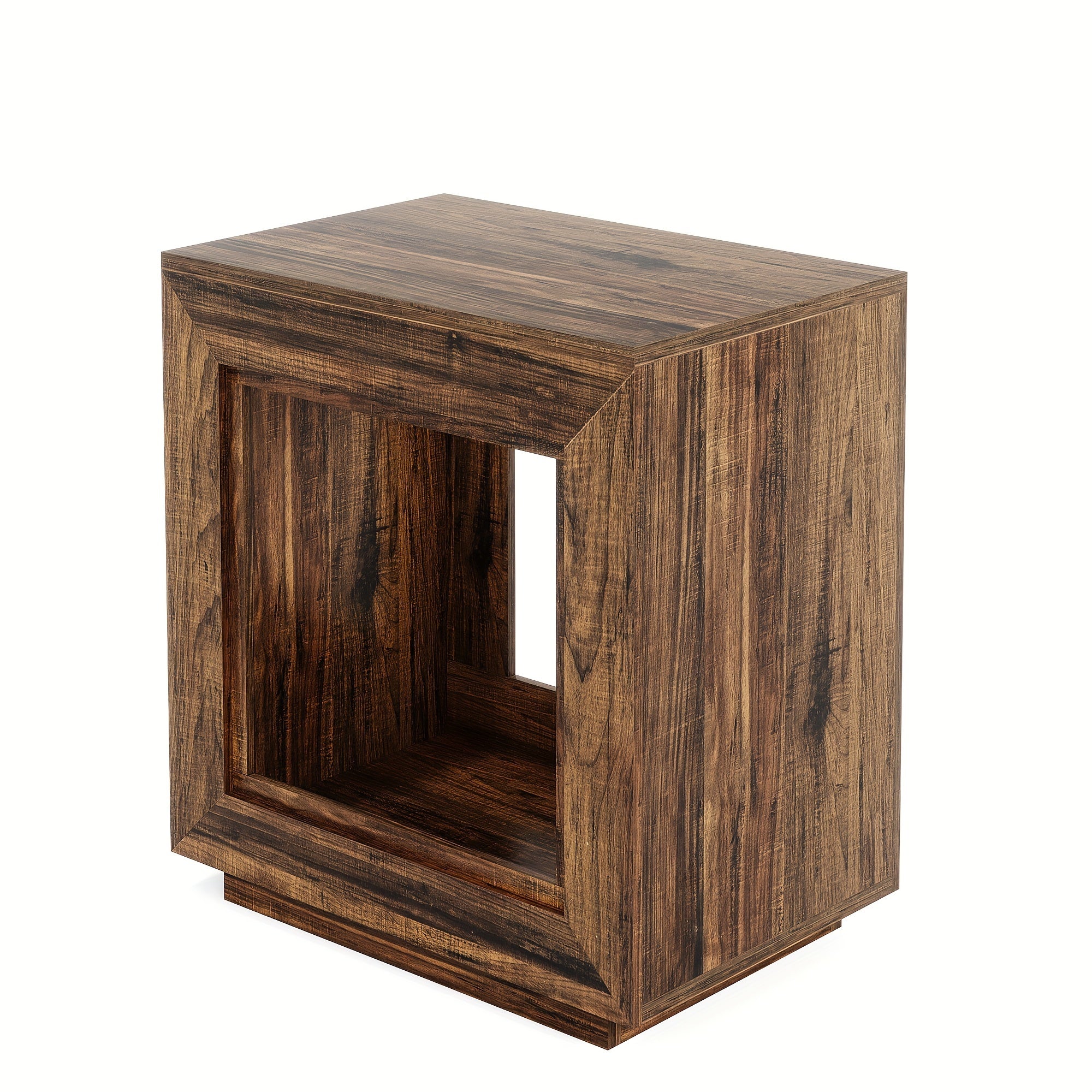 25 Inch solid wood side table, square side table, bedside table with storage function